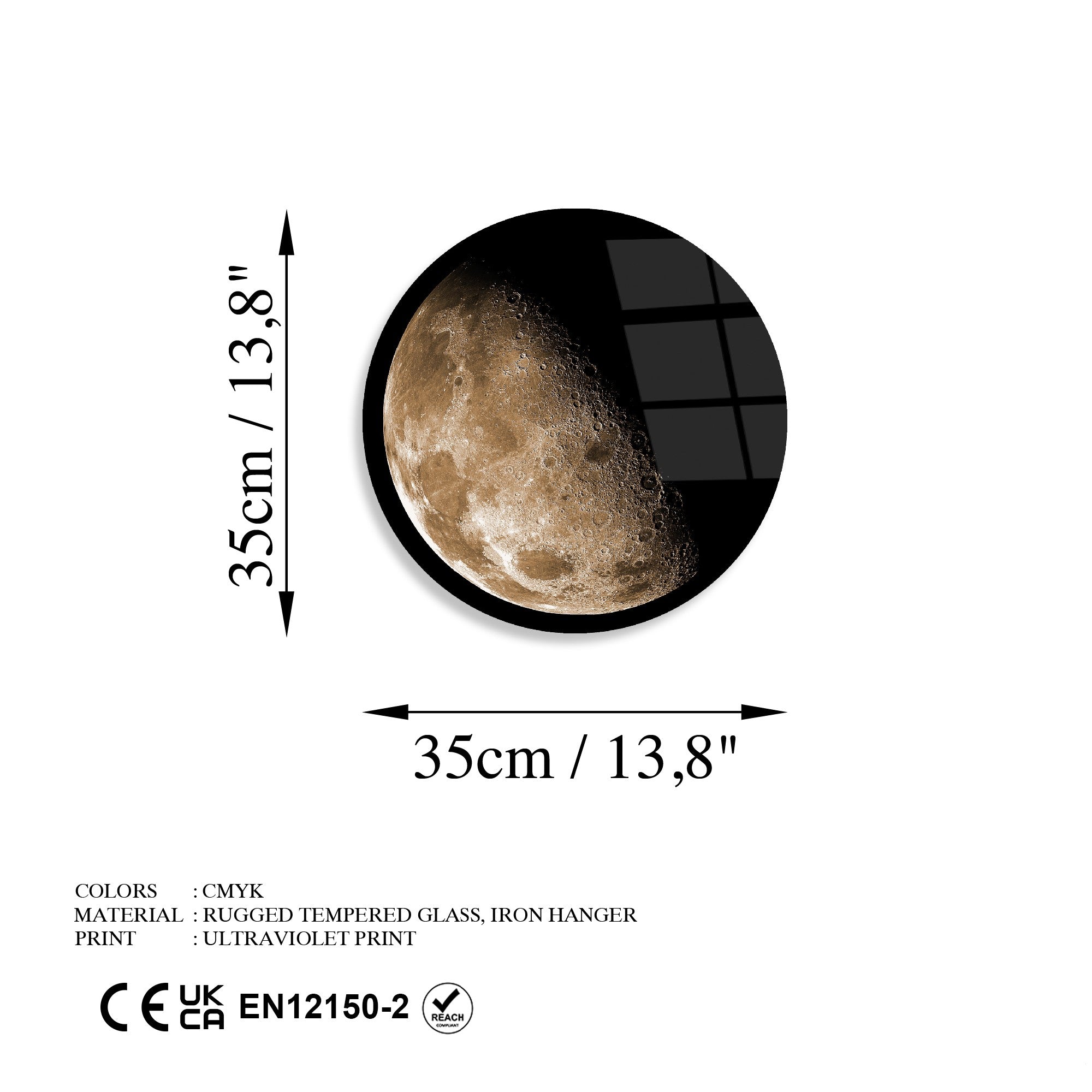 Quadro Decorativo em 100% Vidro Temperado UV-1145, Multicolor, Ø 30 cm, 4 mm