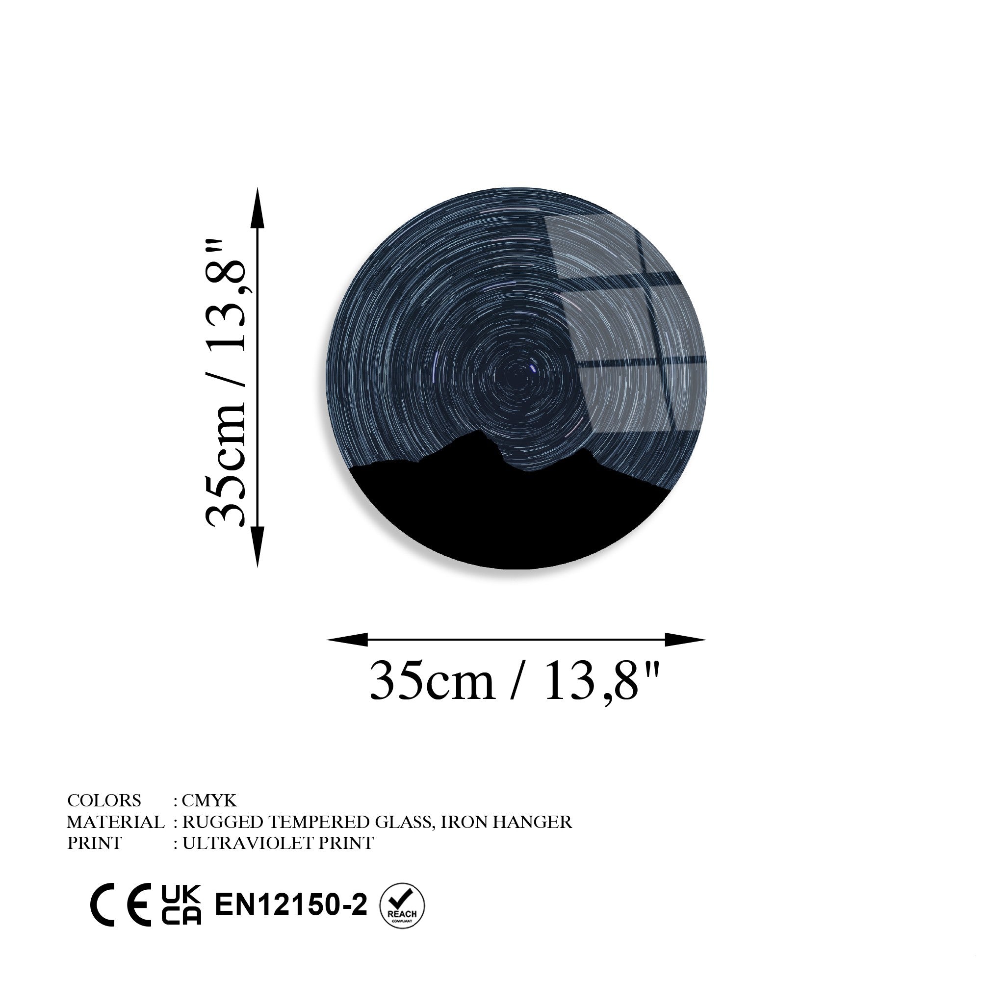 Quadro Decorativo em Vidro 100% Temperado UV-1146, Multicolor, Ø 30 cm, 4 mm (Ref. 123BZM2642)