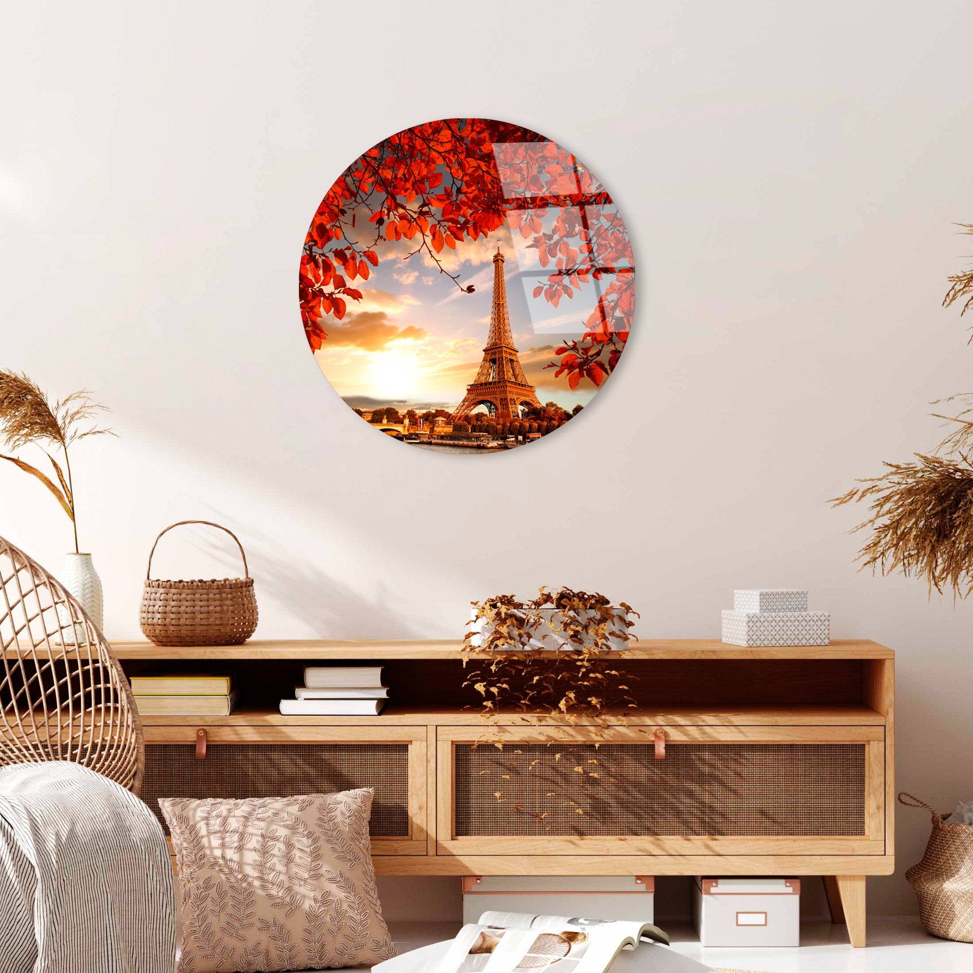 Quadro Decorativo em Vidro Temperado UV-1148 (123BZM2644), Multicolorido, Ø30 cm, 4 mm