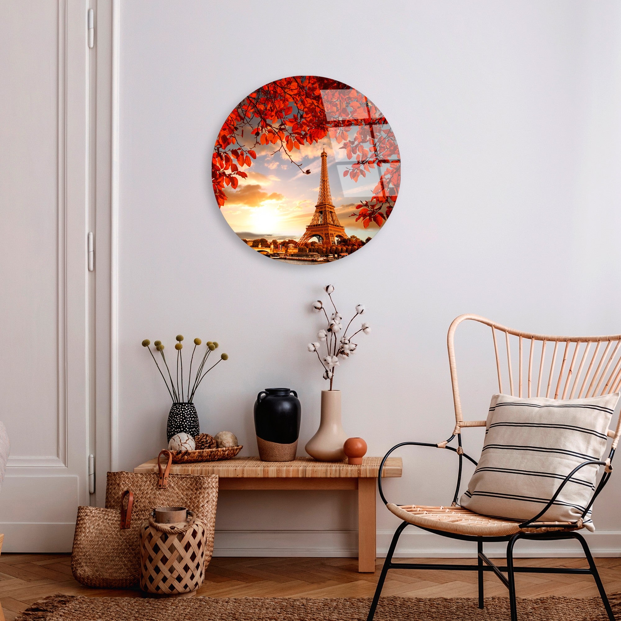 Quadro Decorativo em Vidro Temperado UV-1148 (123BZM2644), Multicolorido, Ø30 cm, 4 mm