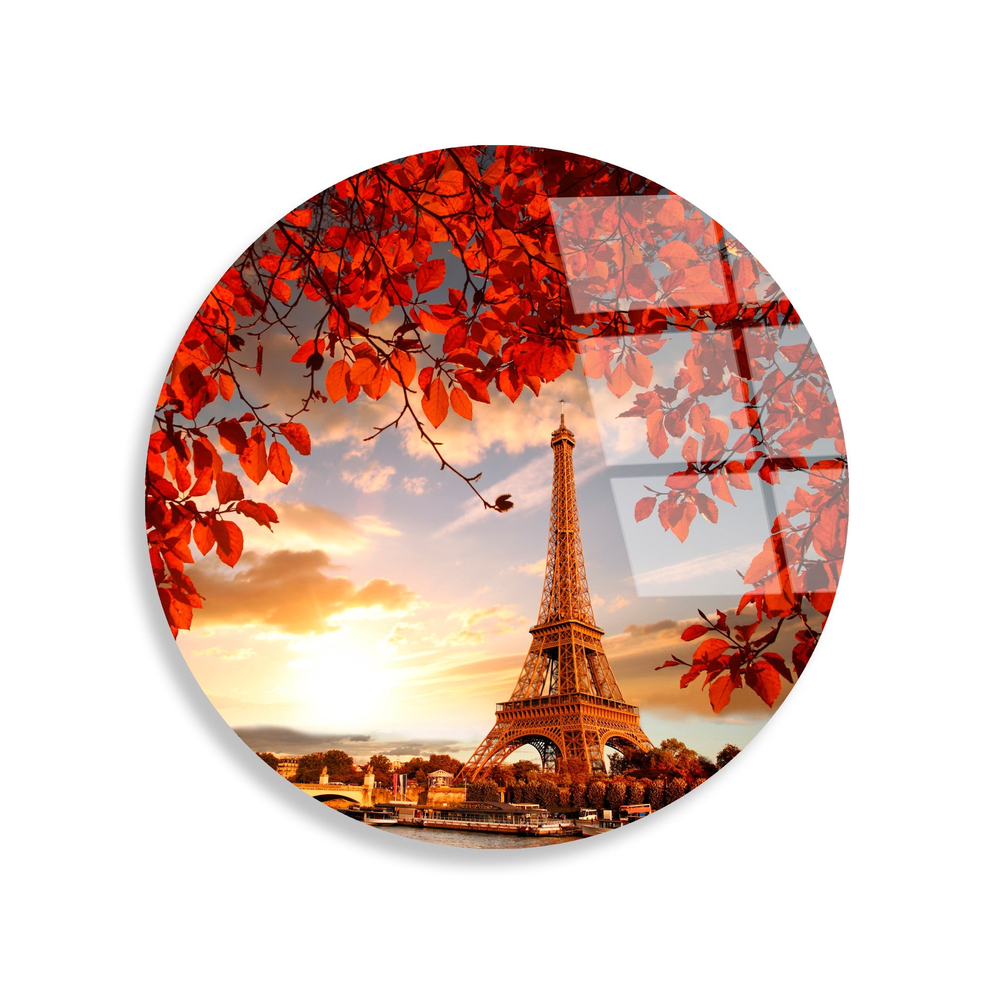 Quadro Decorativo em Vidro Temperado UV-1148 (123BZM2644), Multicolorido, Ø30 cm, 4 mm