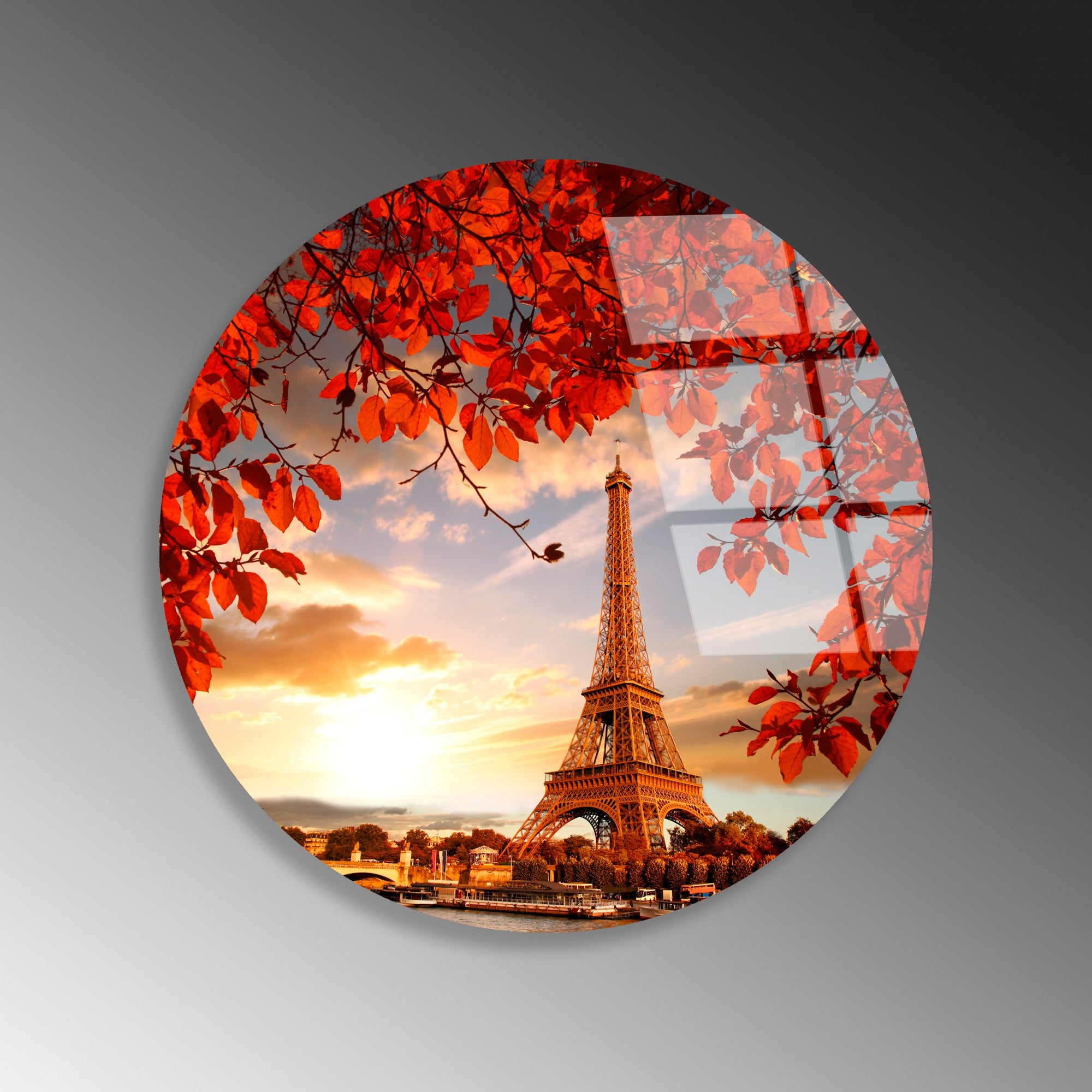 Quadro Decorativo em Vidro Temperado UV-1148 (123BZM2644), Multicolorido, Ø30 cm, 4 mm