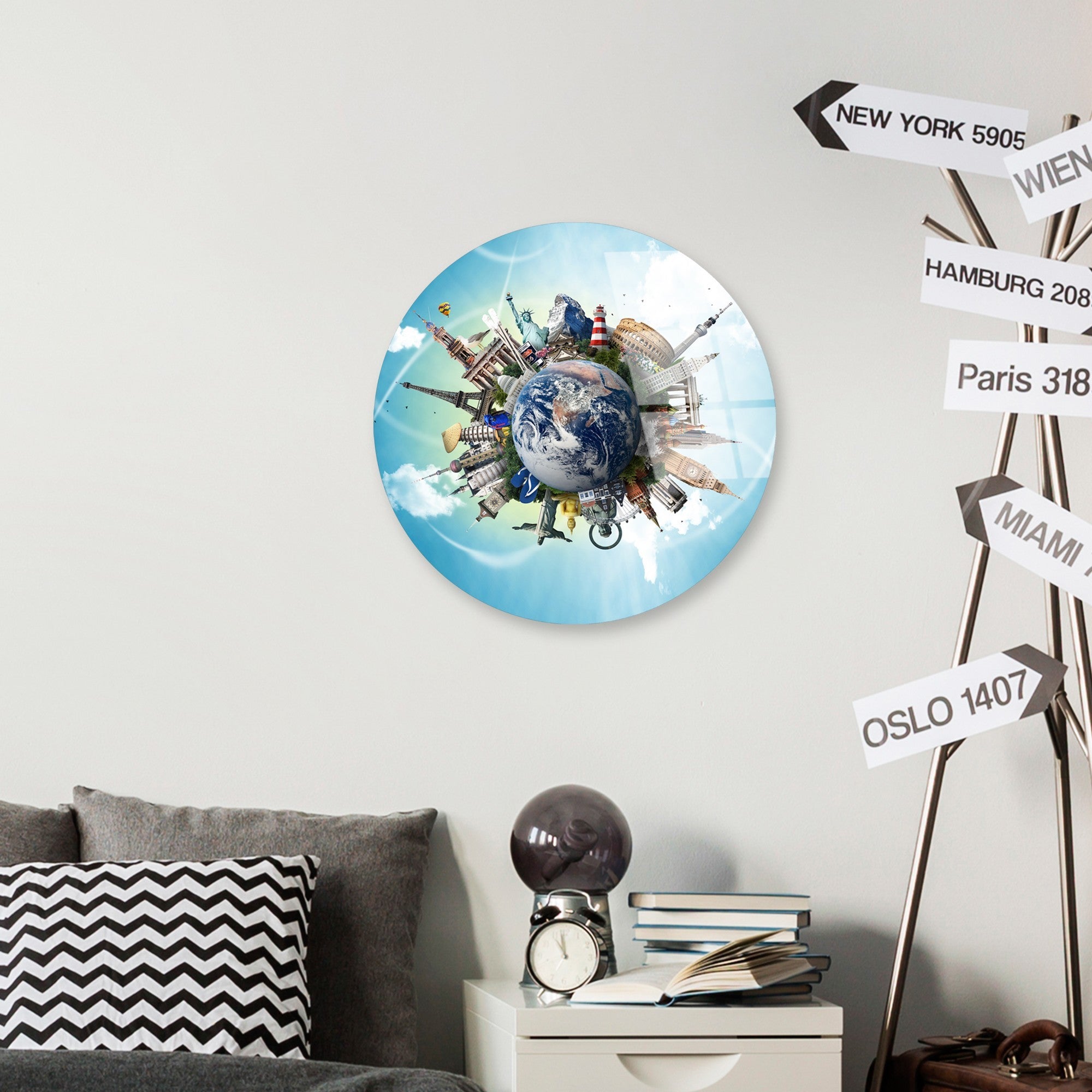 Quadro Decorativo em Vidro Temperado Multicolor Ø30 cm (4 mm) – UV-1149 | 123BZM2645