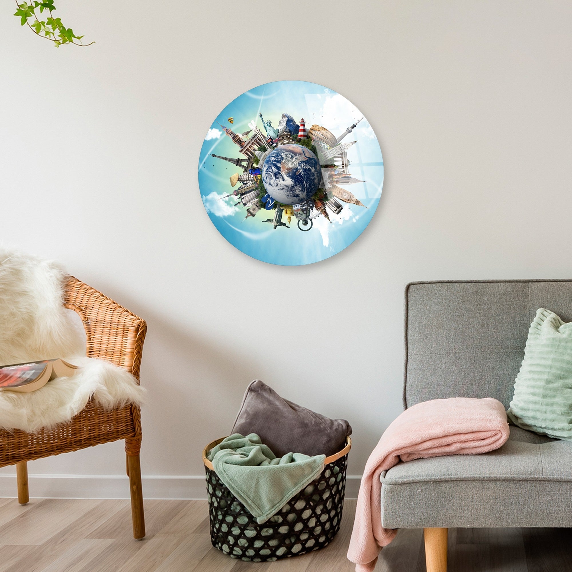 Quadro Decorativo em Vidro Temperado Multicolor Ø30 cm (4 mm) – UV-1149 | 123BZM2645