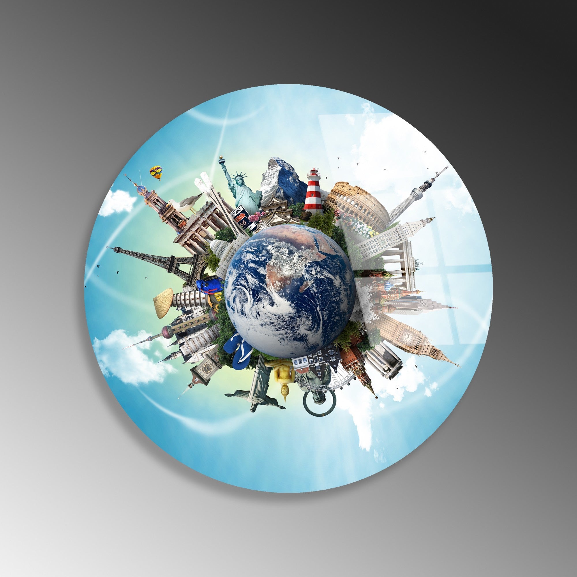 Quadro Decorativo em Vidro Temperado Multicolor Ø30 cm (4 mm) – UV-1149 | 123BZM2645