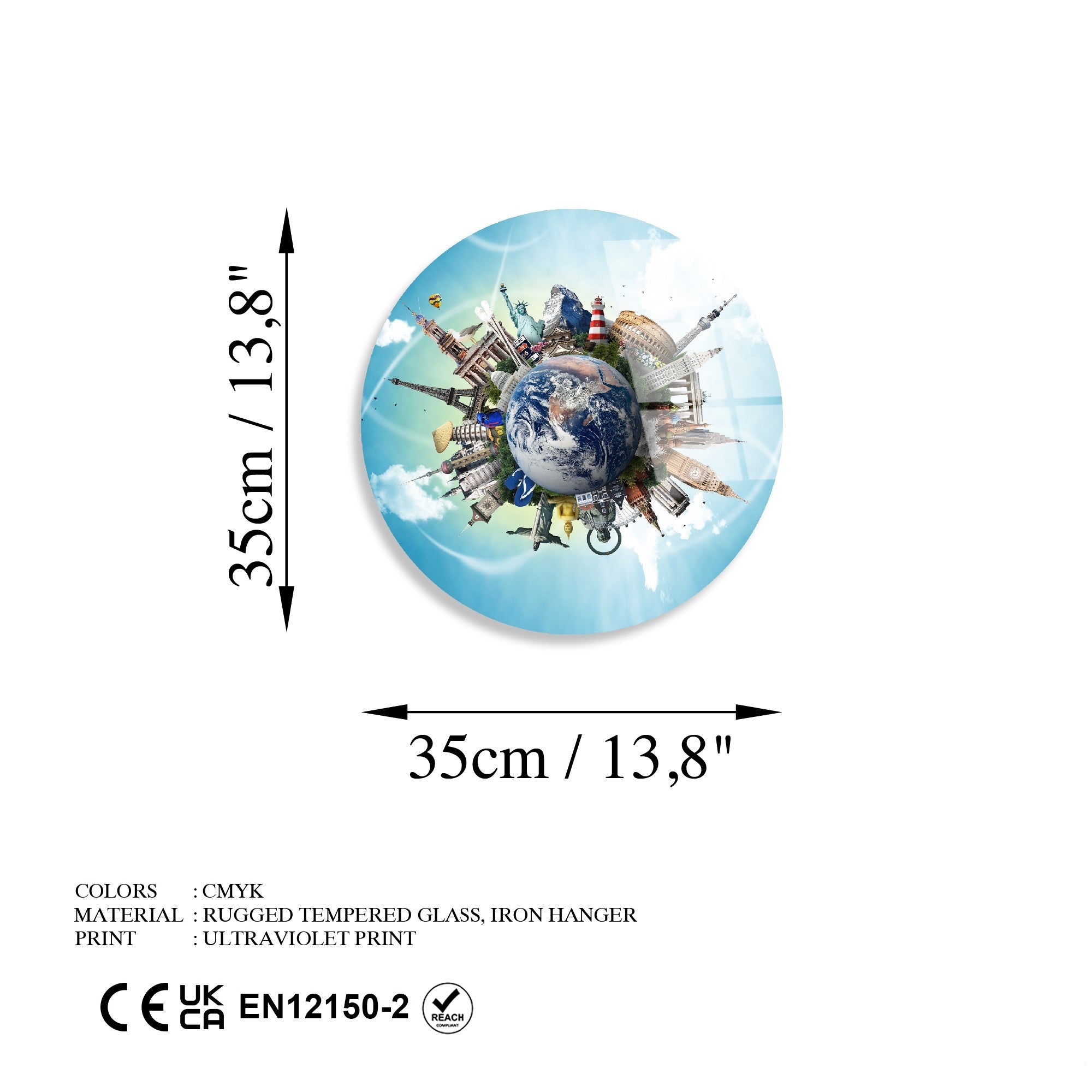 Quadro Decorativo em Vidro Temperado Multicolor Ø30 cm (4 mm) – UV-1149 | 123BZM2645