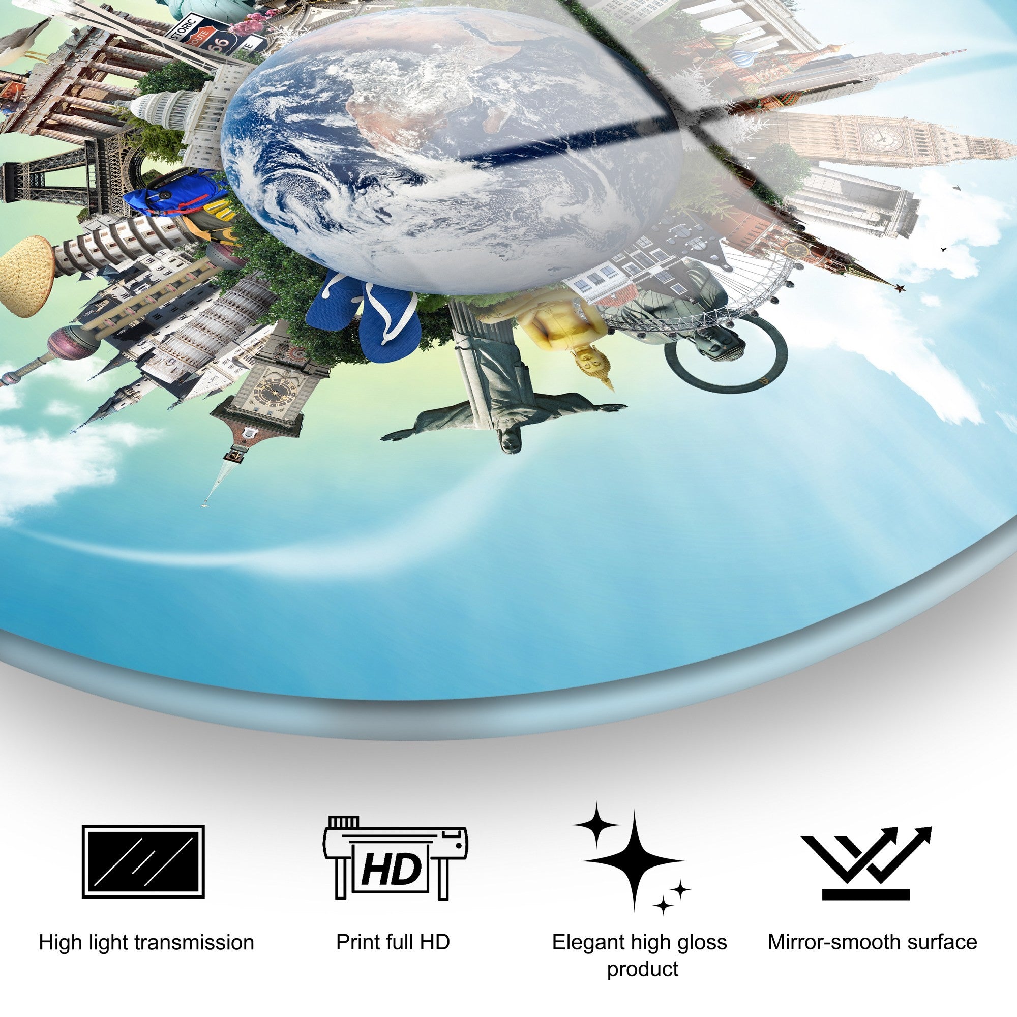 Quadro Decorativo em Vidro Temperado Multicolor Ø30 cm (4 mm) – UV-1149 | 123BZM2645