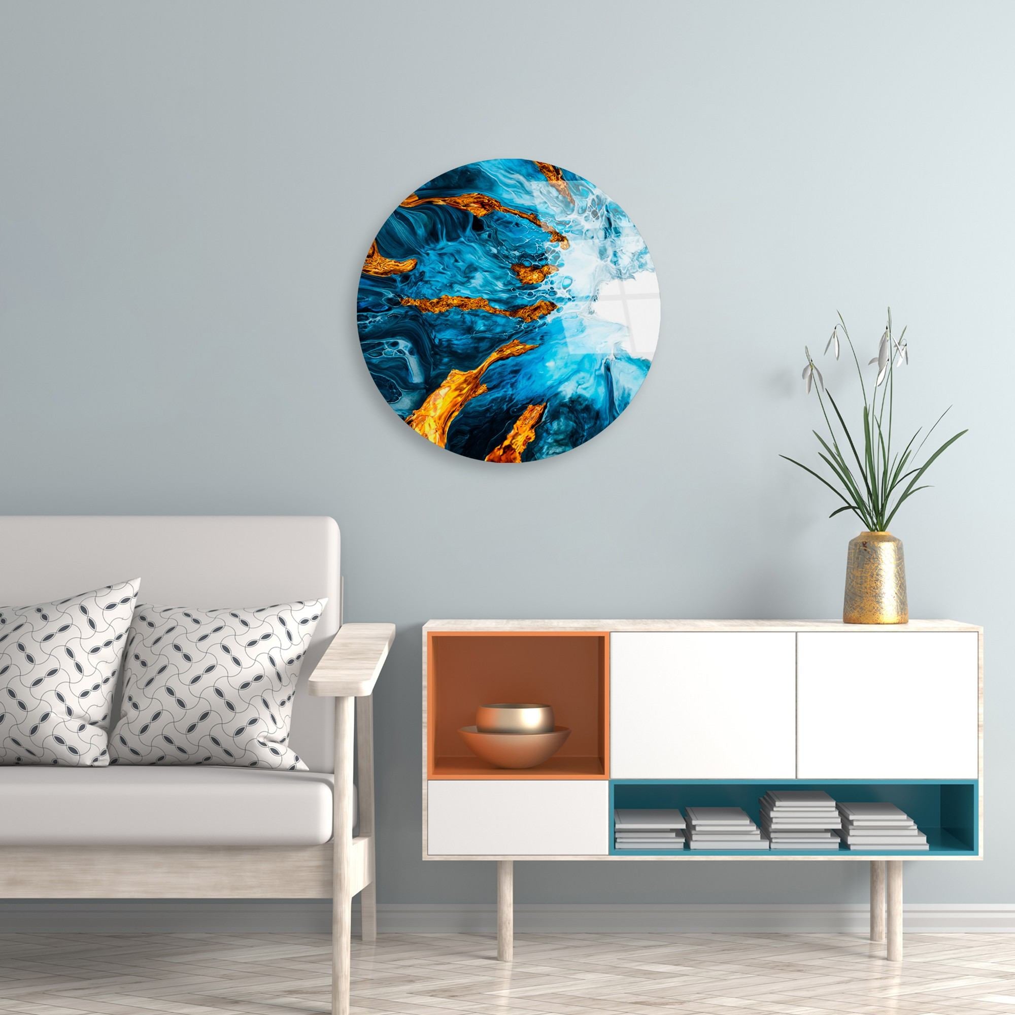 Pintura Decorativa em Vidro Temperado UV-1150 Multicolor – Ø30 cm, 4 mm