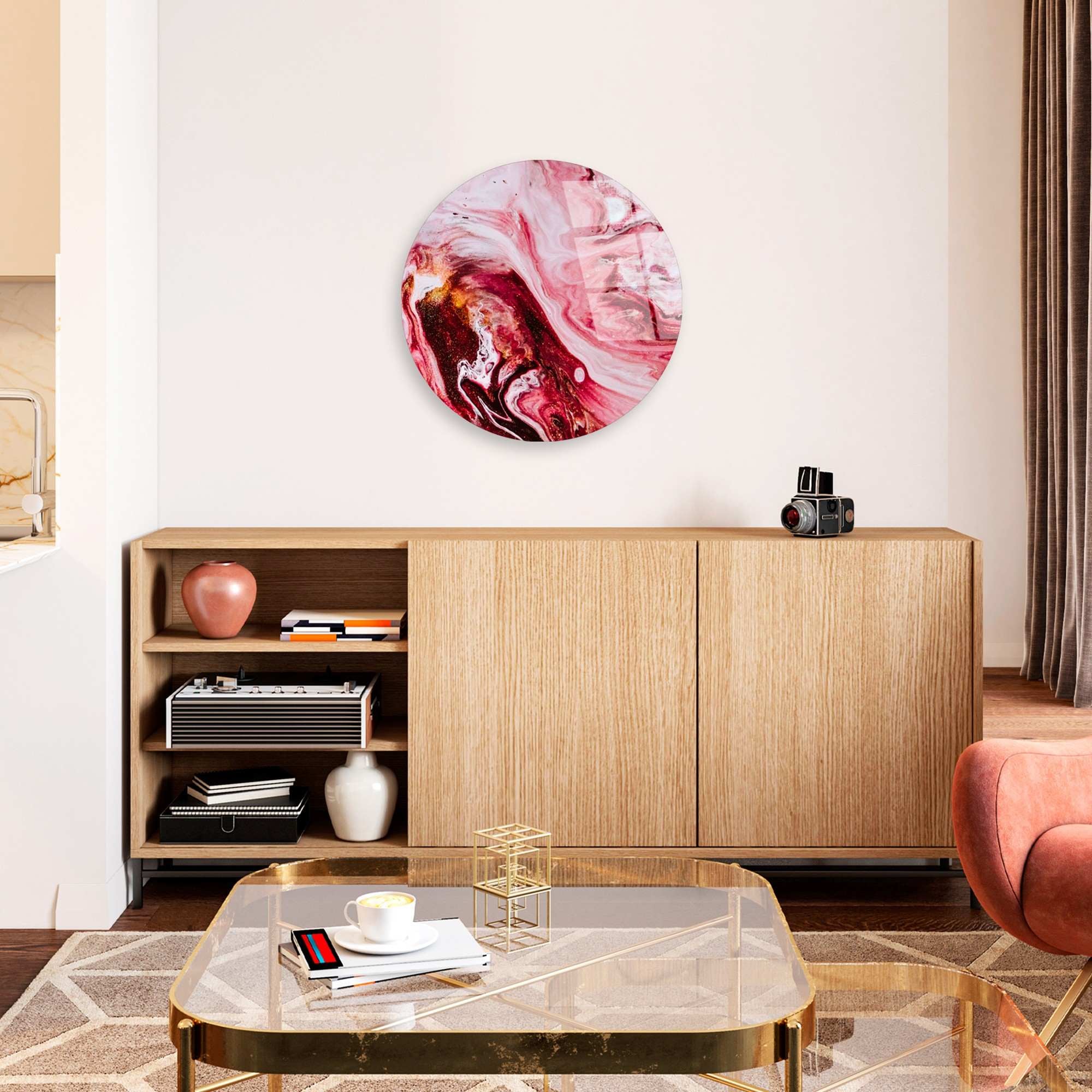 Quadro Decorativo em Vidro 100% Temperado UV-1151, Multicolor, Ø30 cm, 4 mm