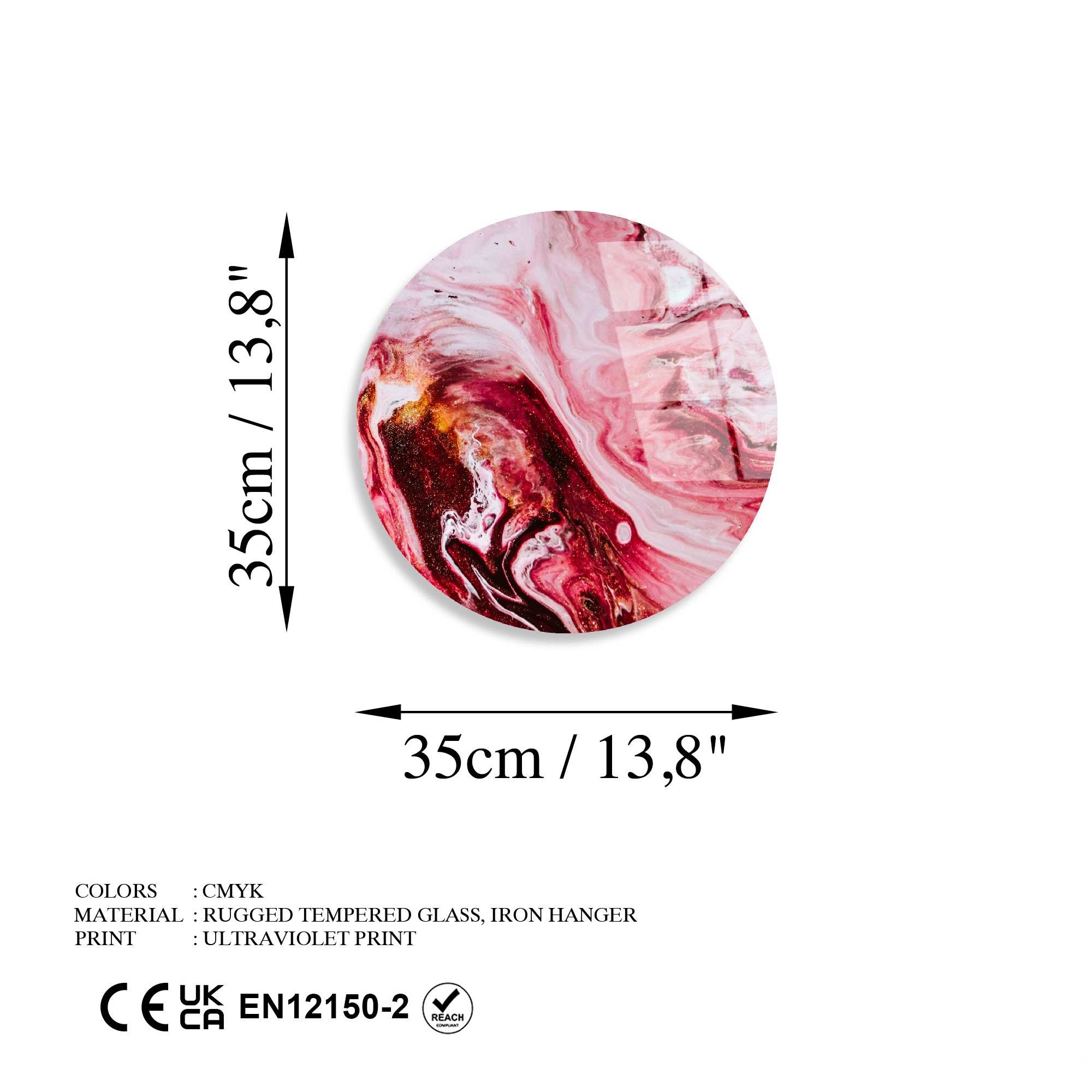 Quadro Decorativo em Vidro 100% Temperado UV-1151, Multicolor, Ø30 cm, 4 mm