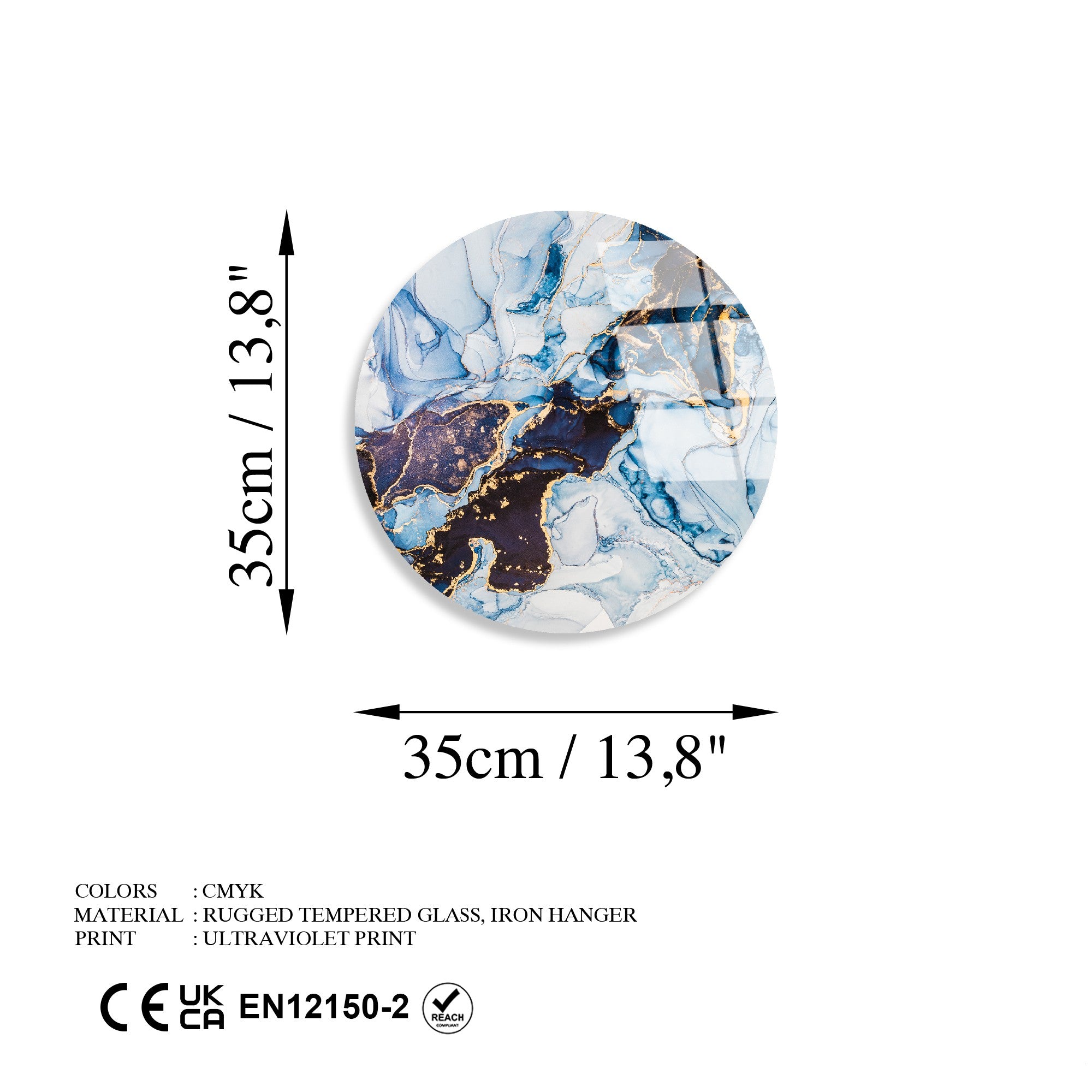 Pintura Decorativa em Vidro Temperado (4 mm), Ø 30 cm, Multicolor — UV-1152 | 123BZM2648