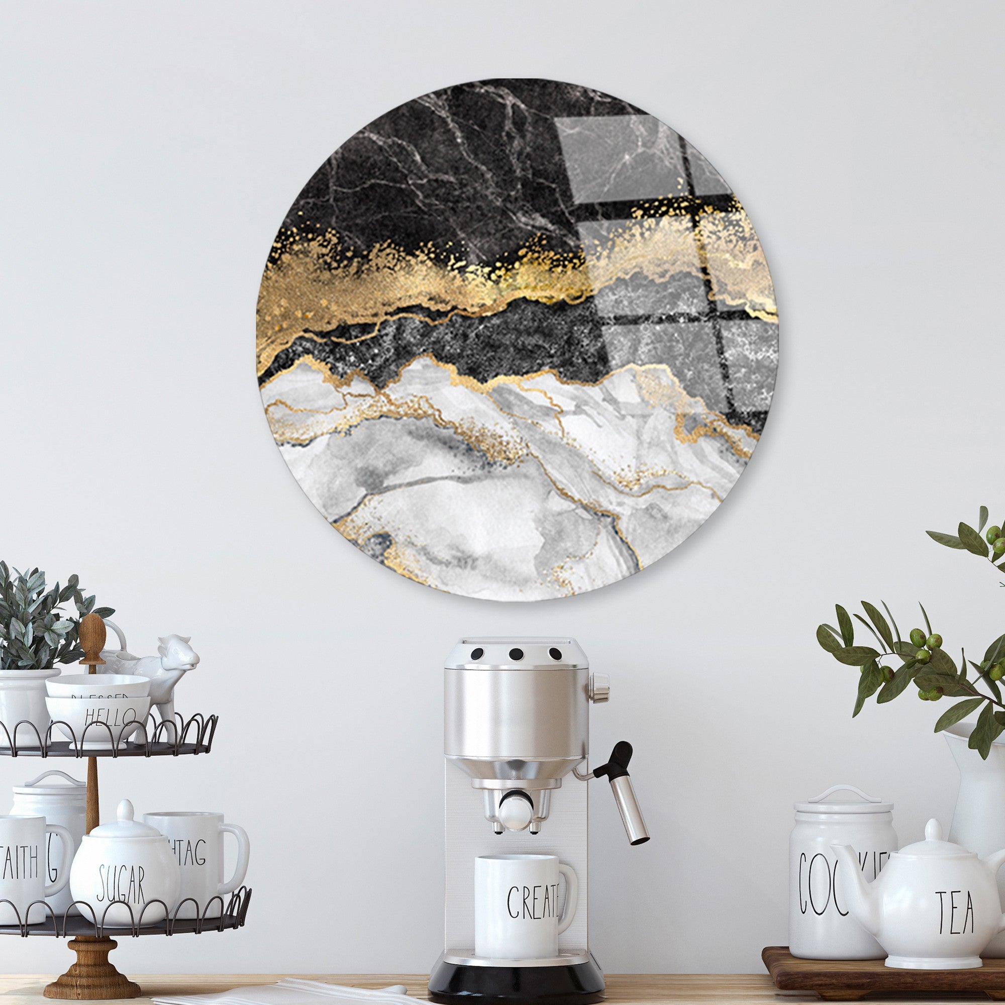 Quadro Decorativo em Vidro Temperado UV-1153, Multicolorido, Ø30 cm, 4 mm