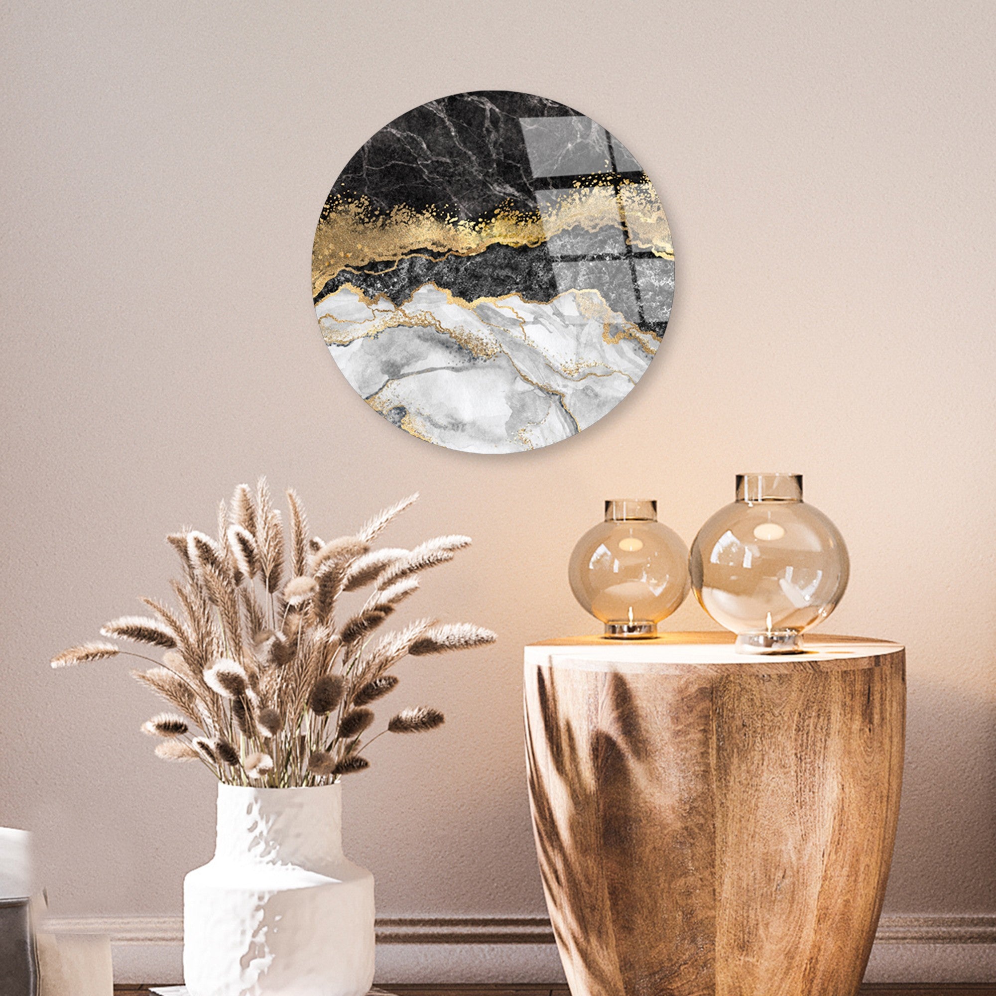 Quadro Decorativo em Vidro Temperado UV-1153, Multicolorido, Ø30 cm, 4 mm