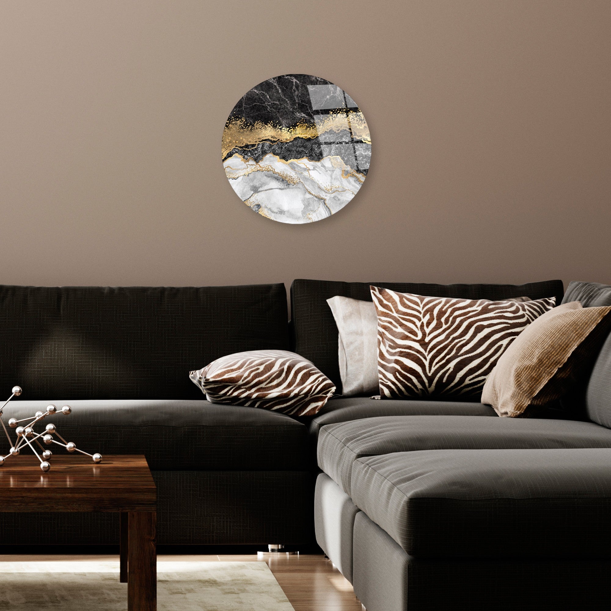 Quadro Decorativo em Vidro Temperado UV-1153, Multicolorido, Ø30 cm, 4 mm