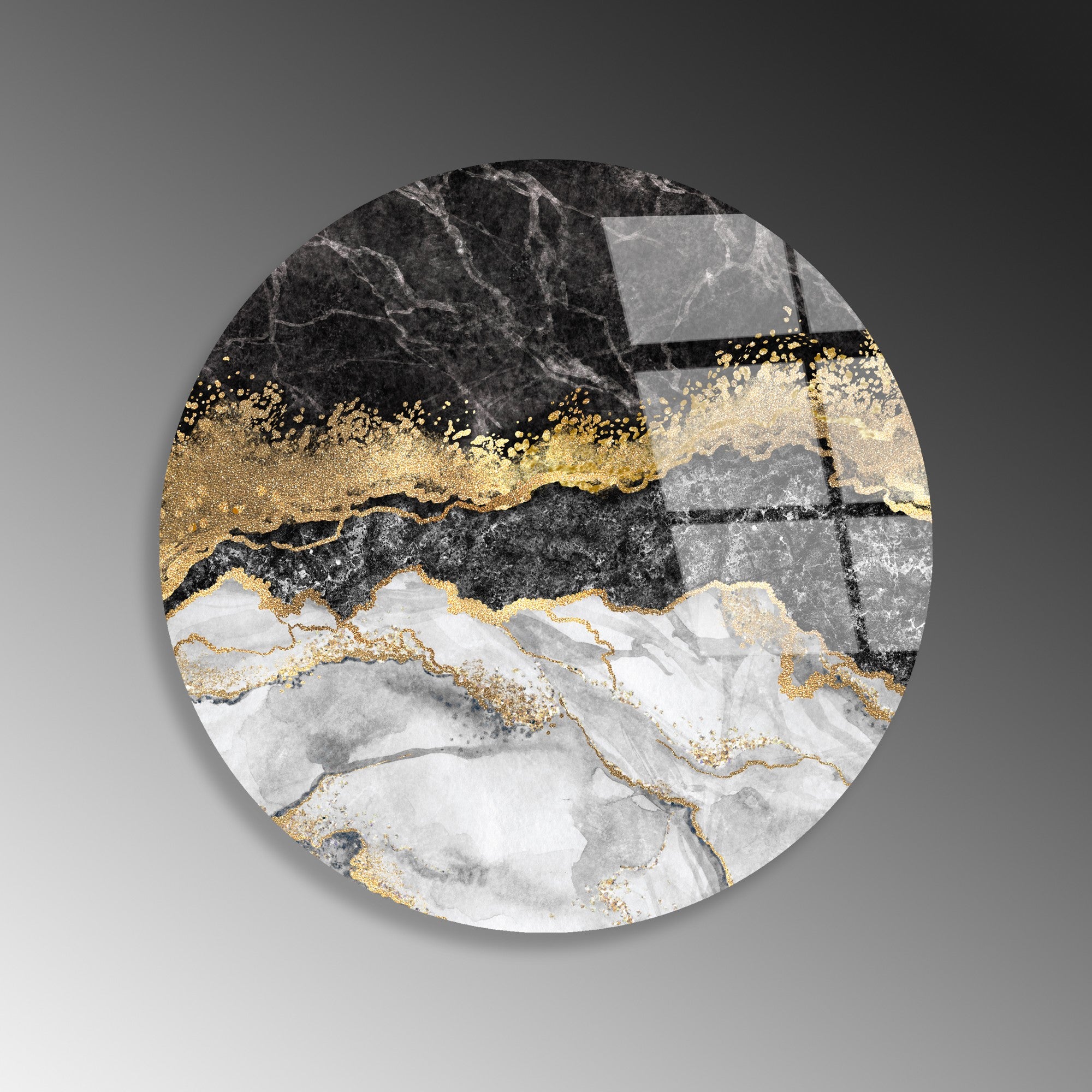 Quadro Decorativo em Vidro Temperado UV-1153, Multicolorido, Ø30 cm, 4 mm