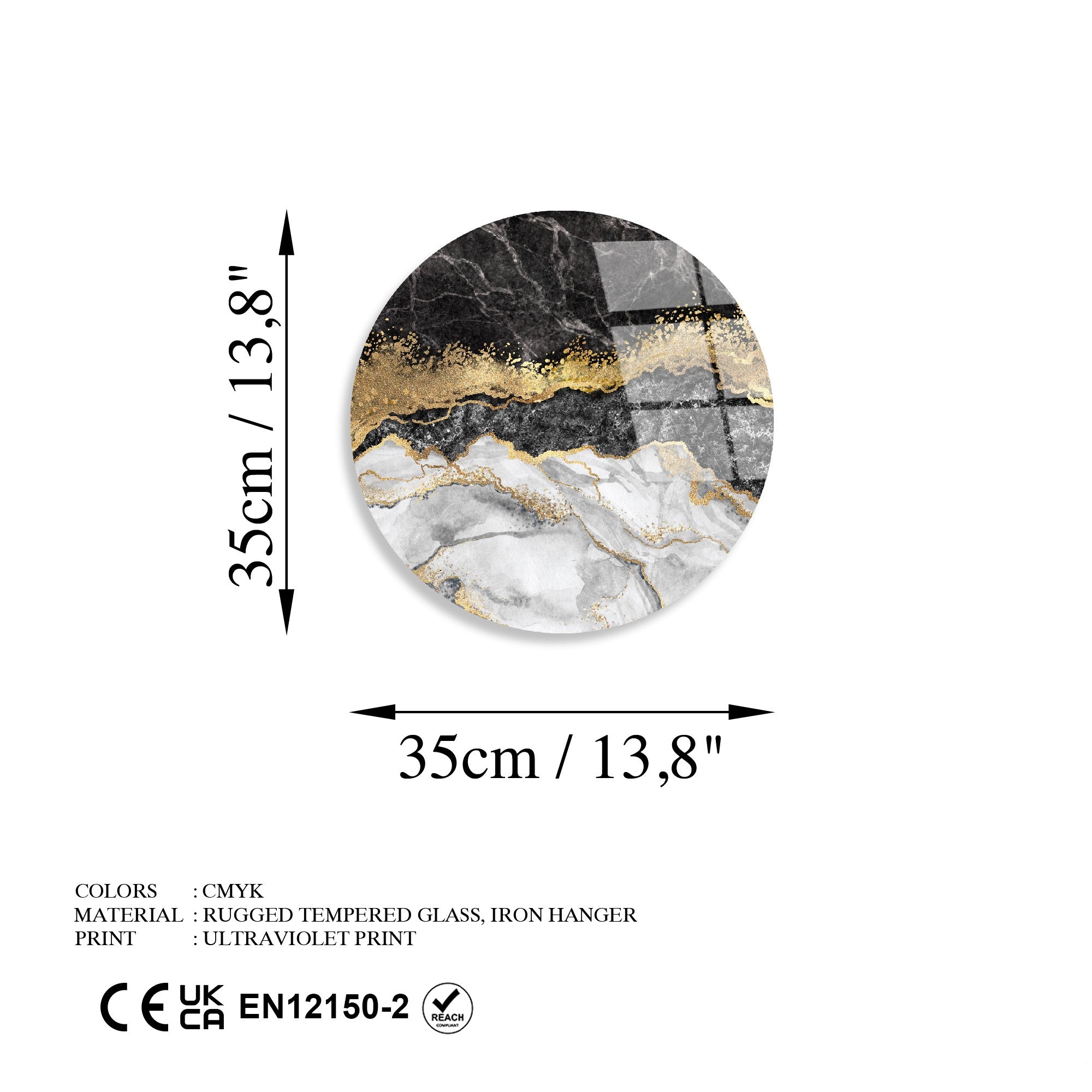 Quadro Decorativo em Vidro Temperado UV-1153, Multicolorido, Ø30 cm, 4 mm