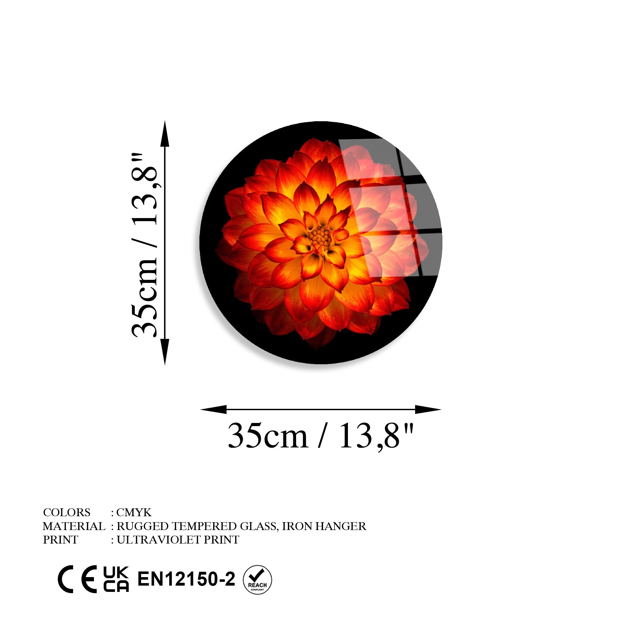 Pintura Decorativa em Vidro Temperado Multicolor Ø30 cm (4 mm) | UV-1156