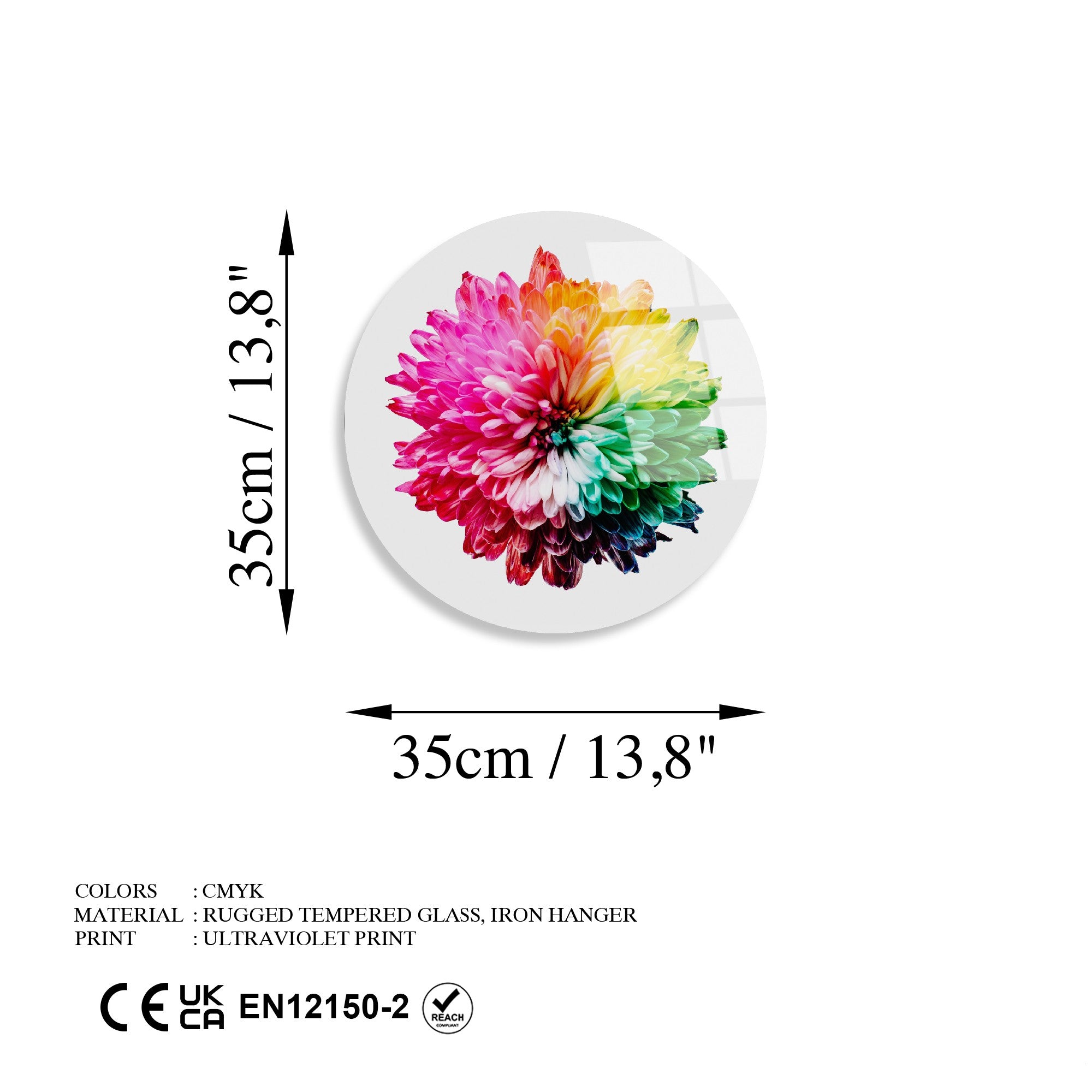 Quadro Decorativo em Vidro Temperado Multicolor Ø30 cm (4 mm) – UV-1157