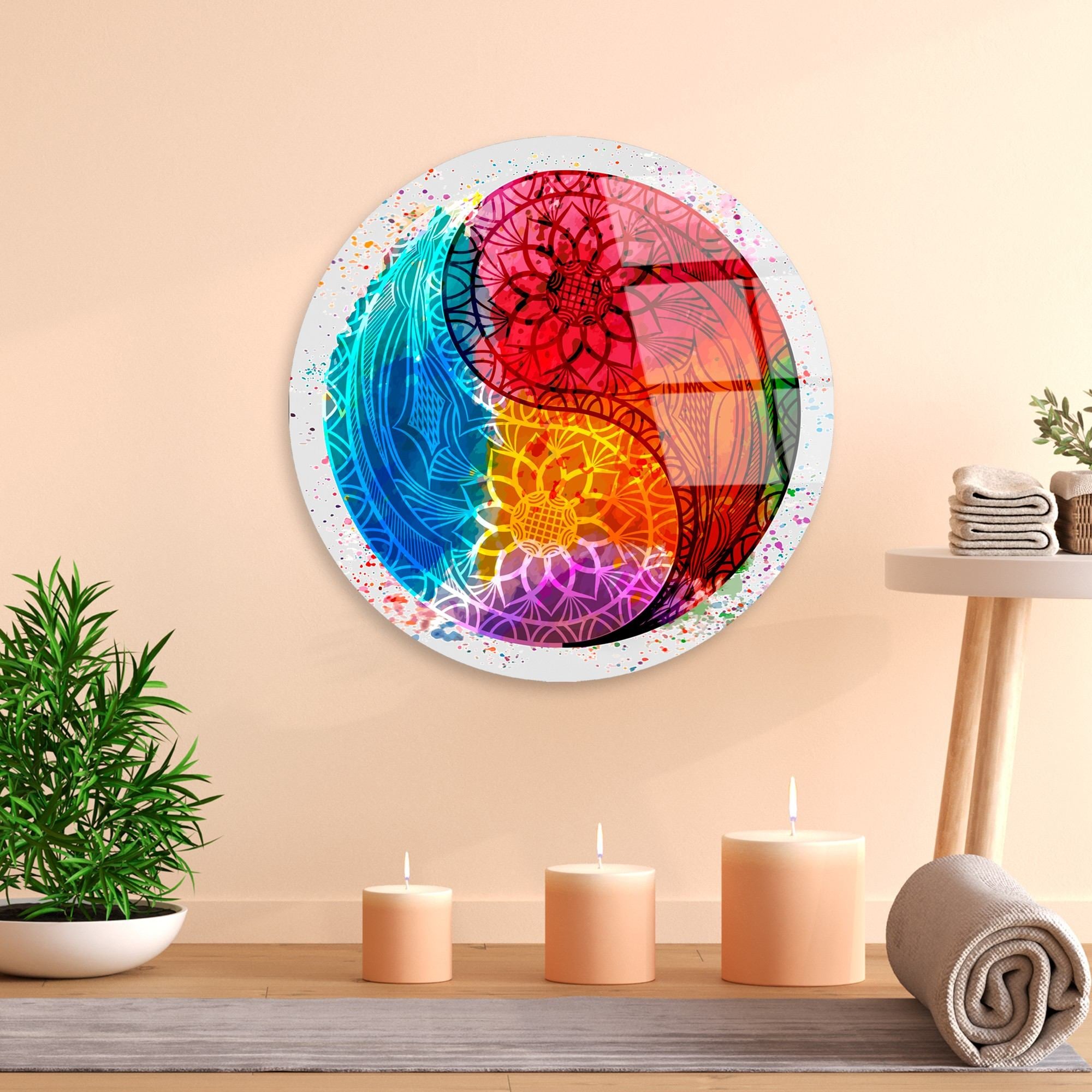 Quadro Decorativo em Vidro Temperado UV-1159 — Multicolor, Ø30 cm, 4 mm