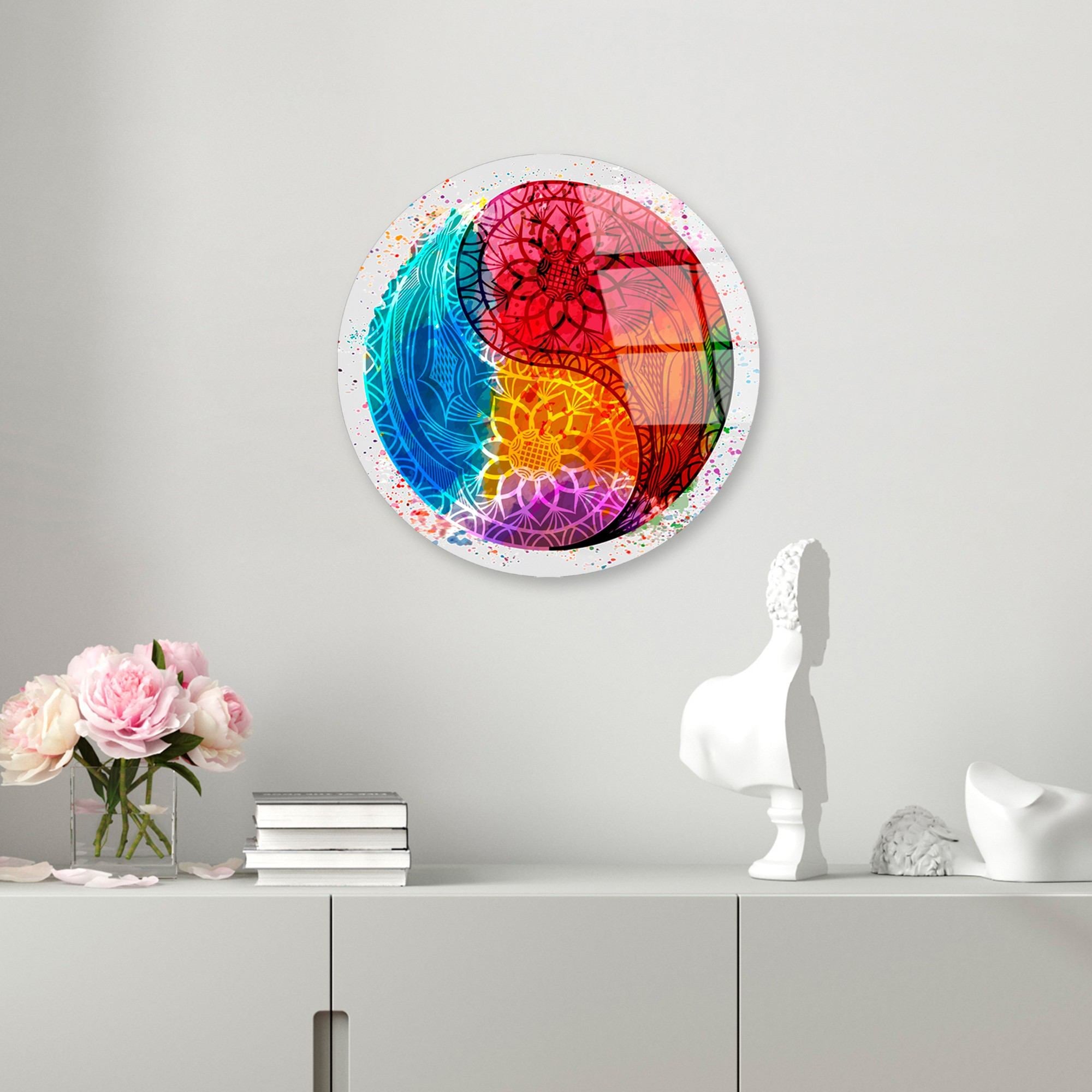 Quadro Decorativo em Vidro Temperado UV-1159 — Multicolor, Ø30 cm, 4 mm