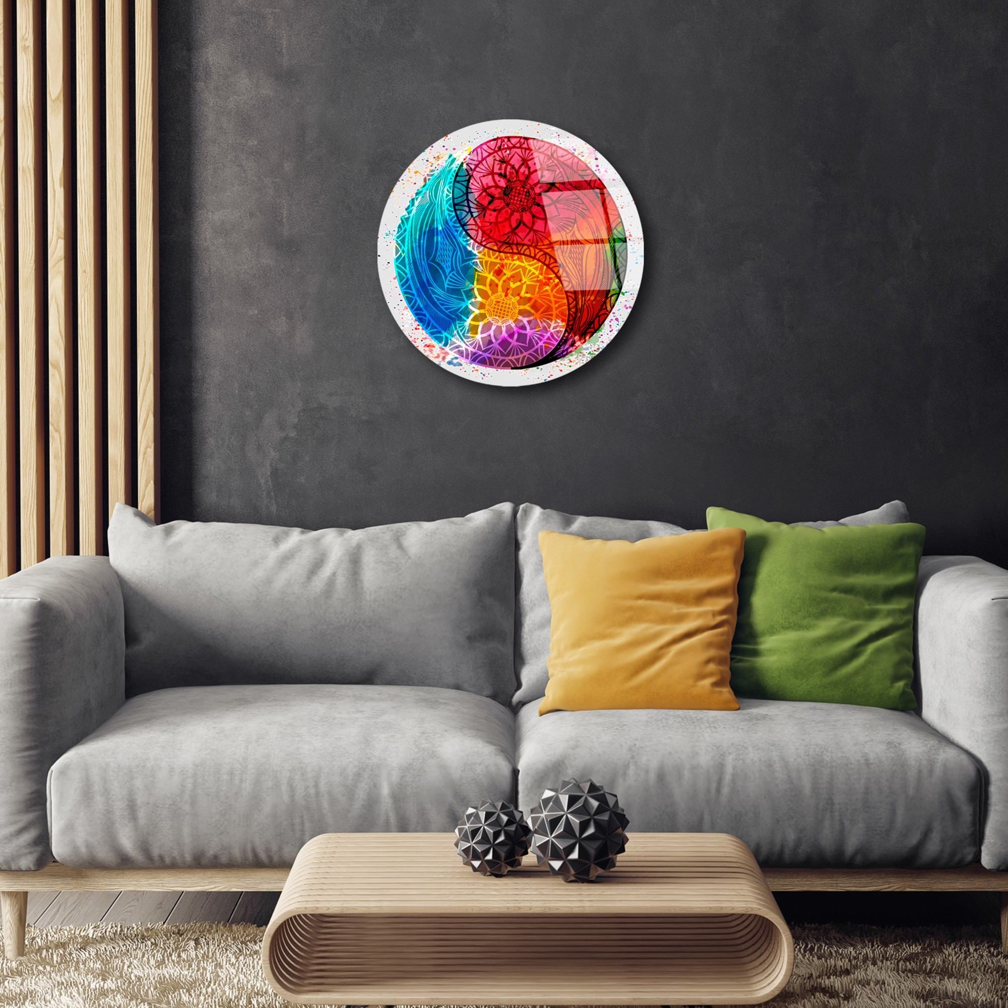 Quadro Decorativo em Vidro Temperado UV-1159 — Multicolor, Ø30 cm, 4 mm