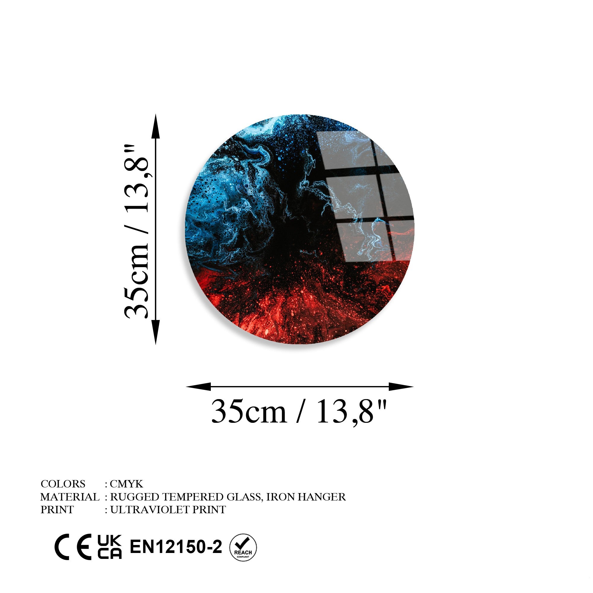 Quadro Decorativo em Vidro Temperado Multicolor Ø30 cm (4 mm) — UV-1161