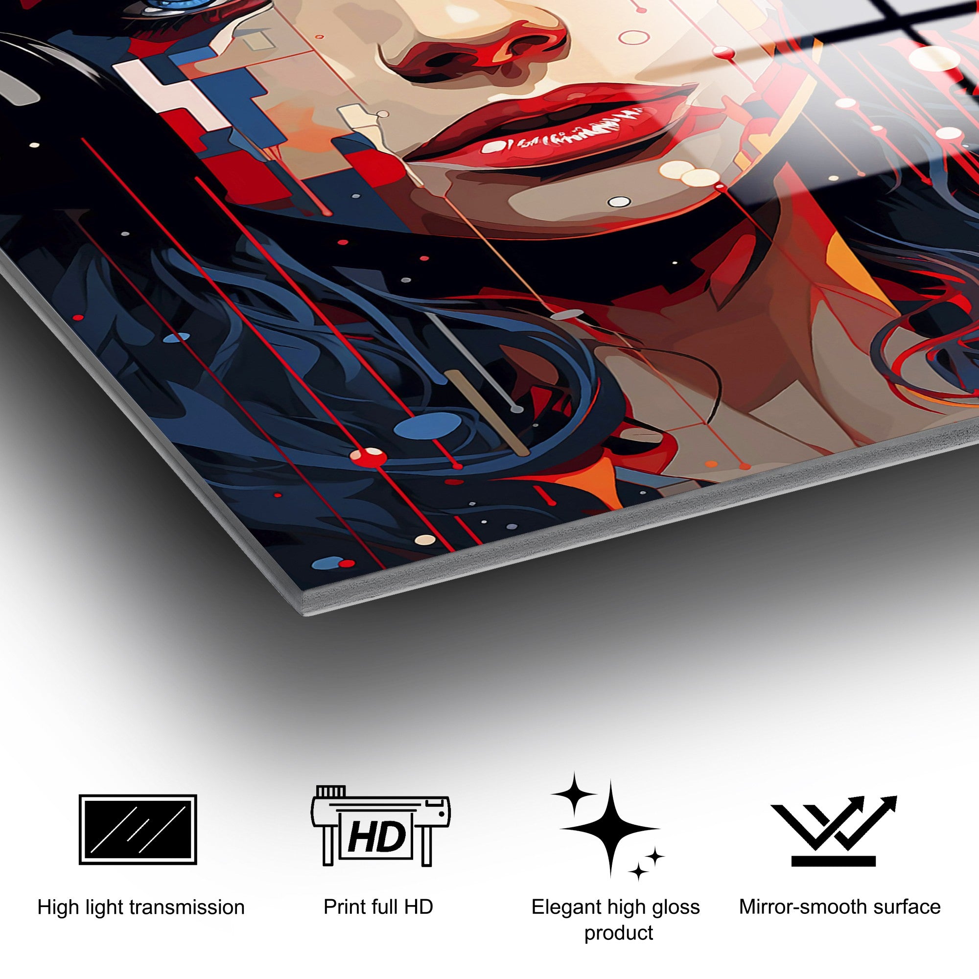 Quadro Decorativo em Vidro Temperado UV-1174, Multicolor, 70 x 100 cm, 4 mm