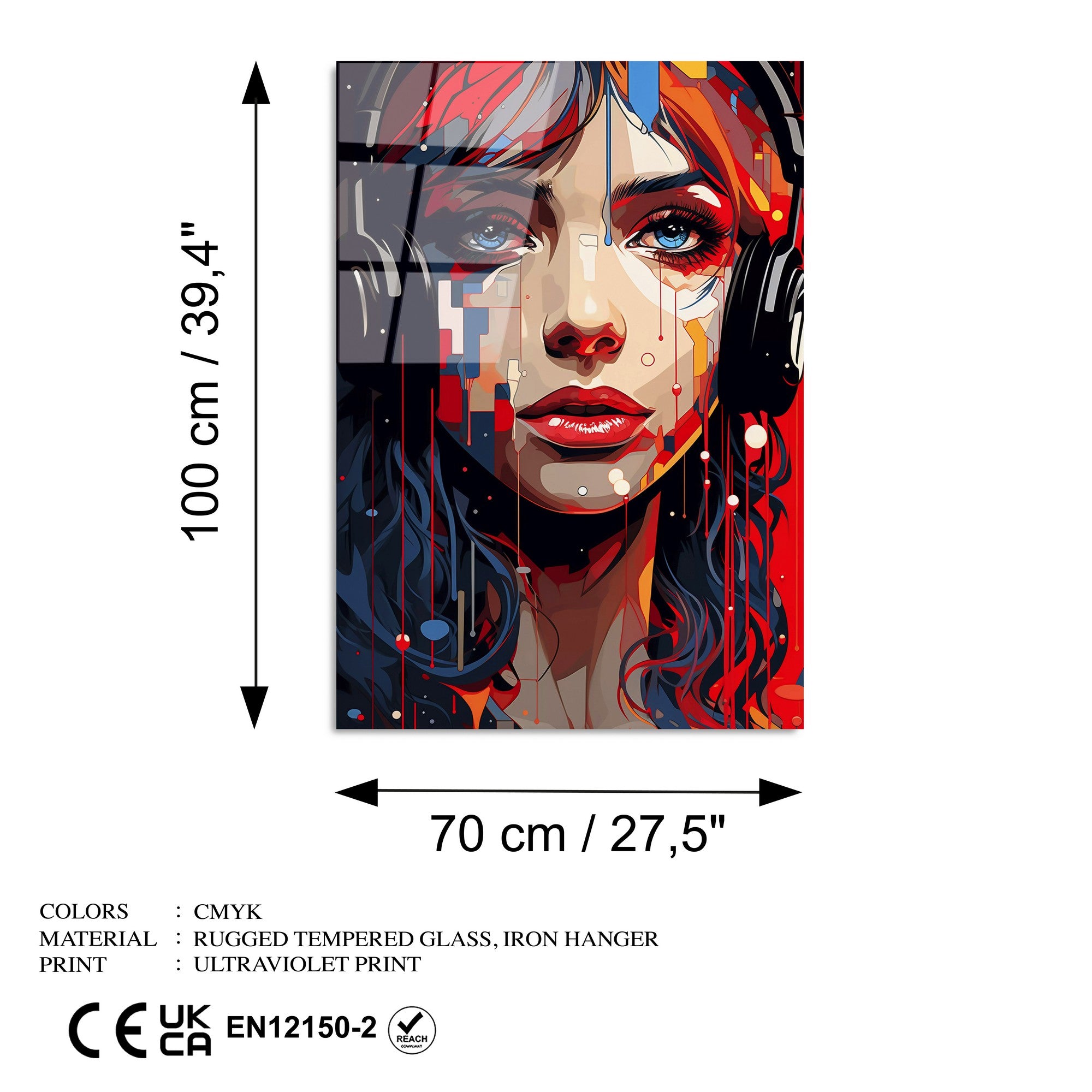 Quadro Decorativo em Vidro Temperado UV-1174, Multicolor, 70 x 100 cm, 4 mm