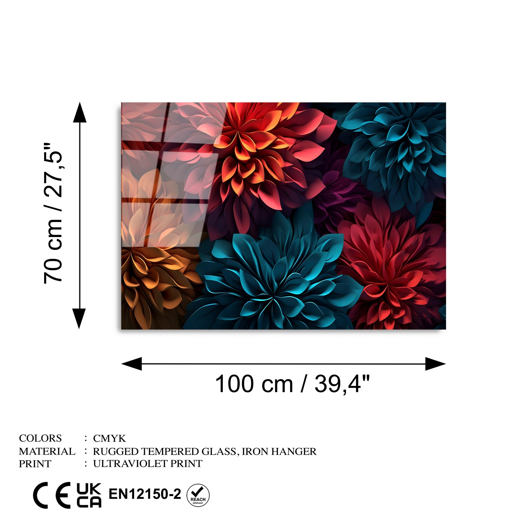 Quadro Decorativo em Vidro Temperado UV-1175, 70x100 cm, Multicolor, 4 mm