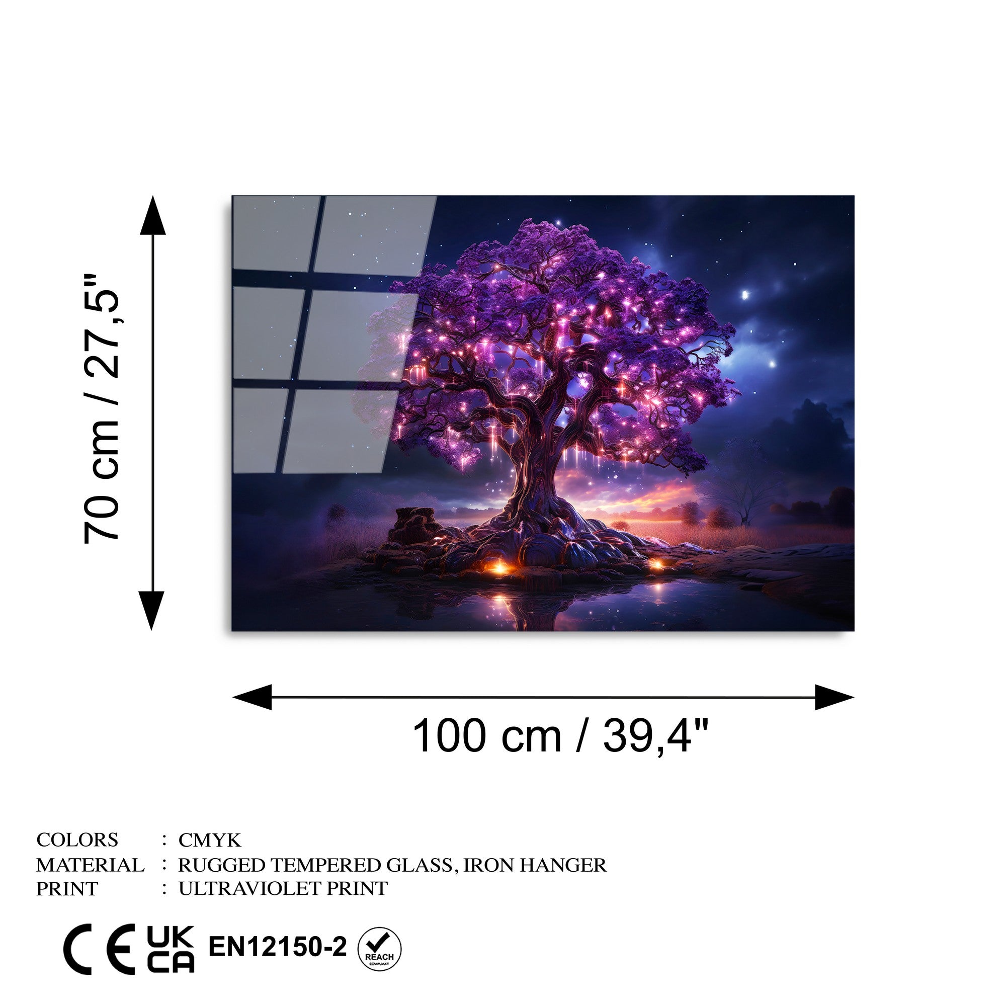 Quadro Decorativo em Vidro Temperado UV-1185, 70 x 100 cm, Multicolor, 4 mm