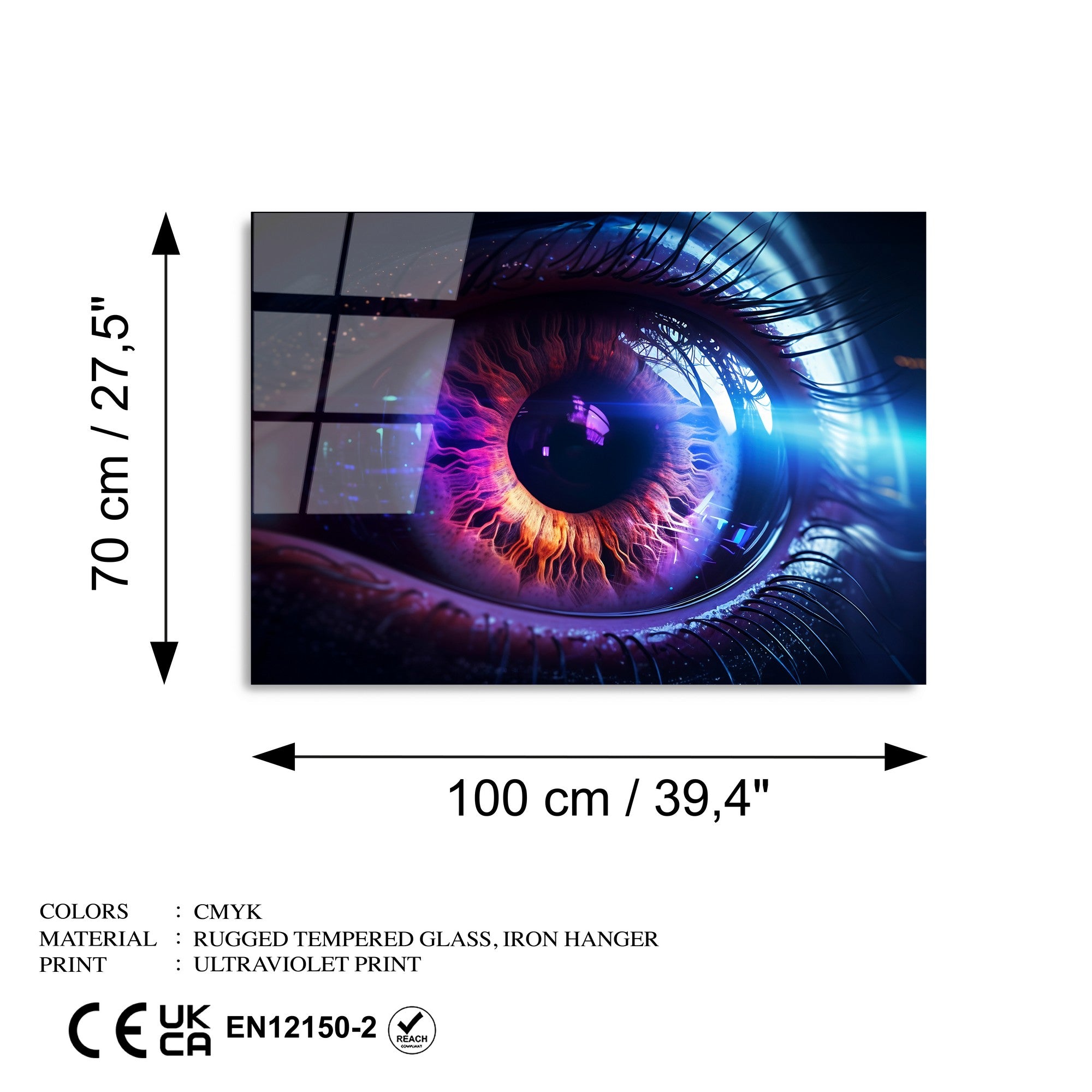 Quadro Decorativo em Vidro Temperado Multicolor 70 x 100 cm – UV-1196 (4 mm)