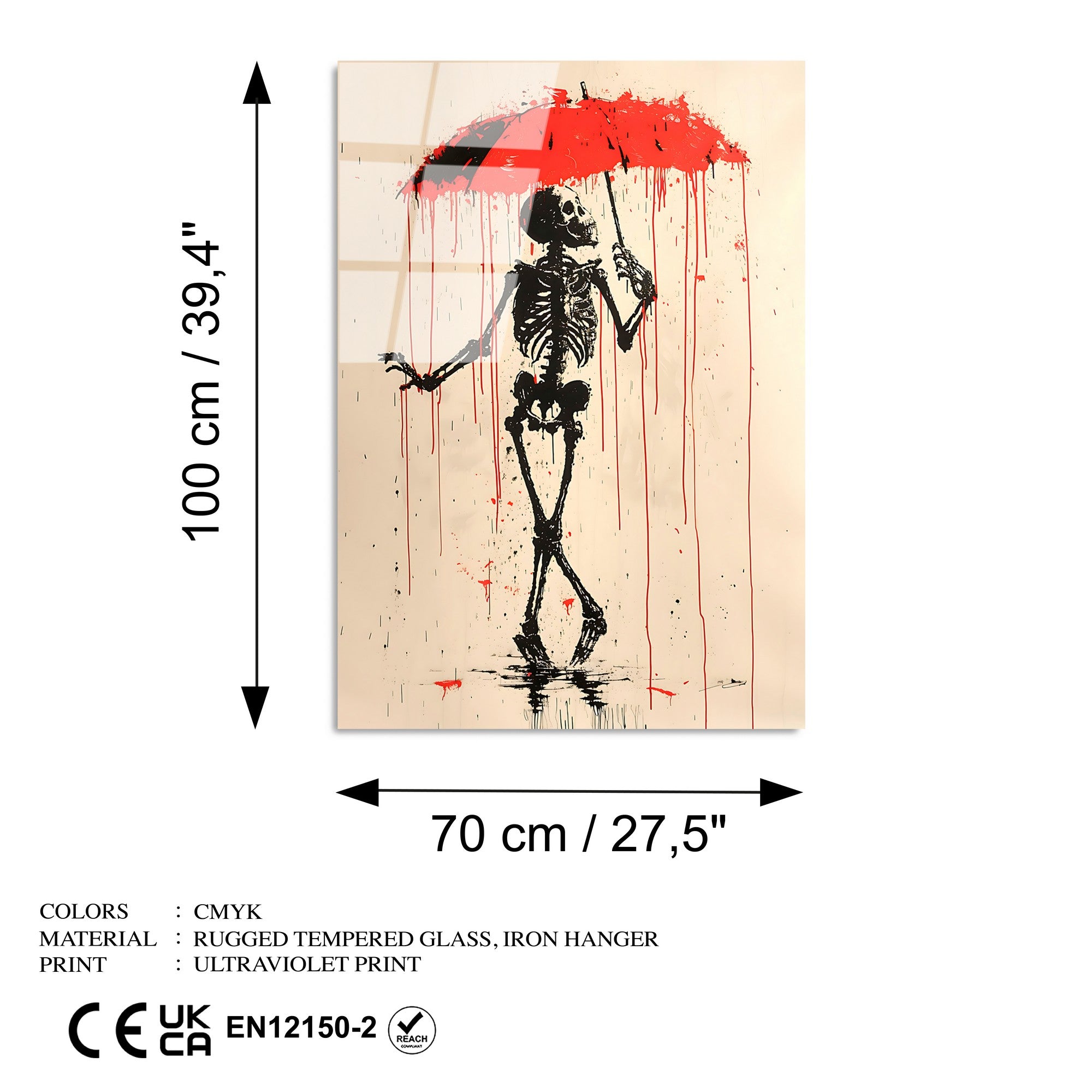 Quadro Decorativo em Vidro Temperado UV-1199, 70 x 100 cm, 4 mm, Multicor