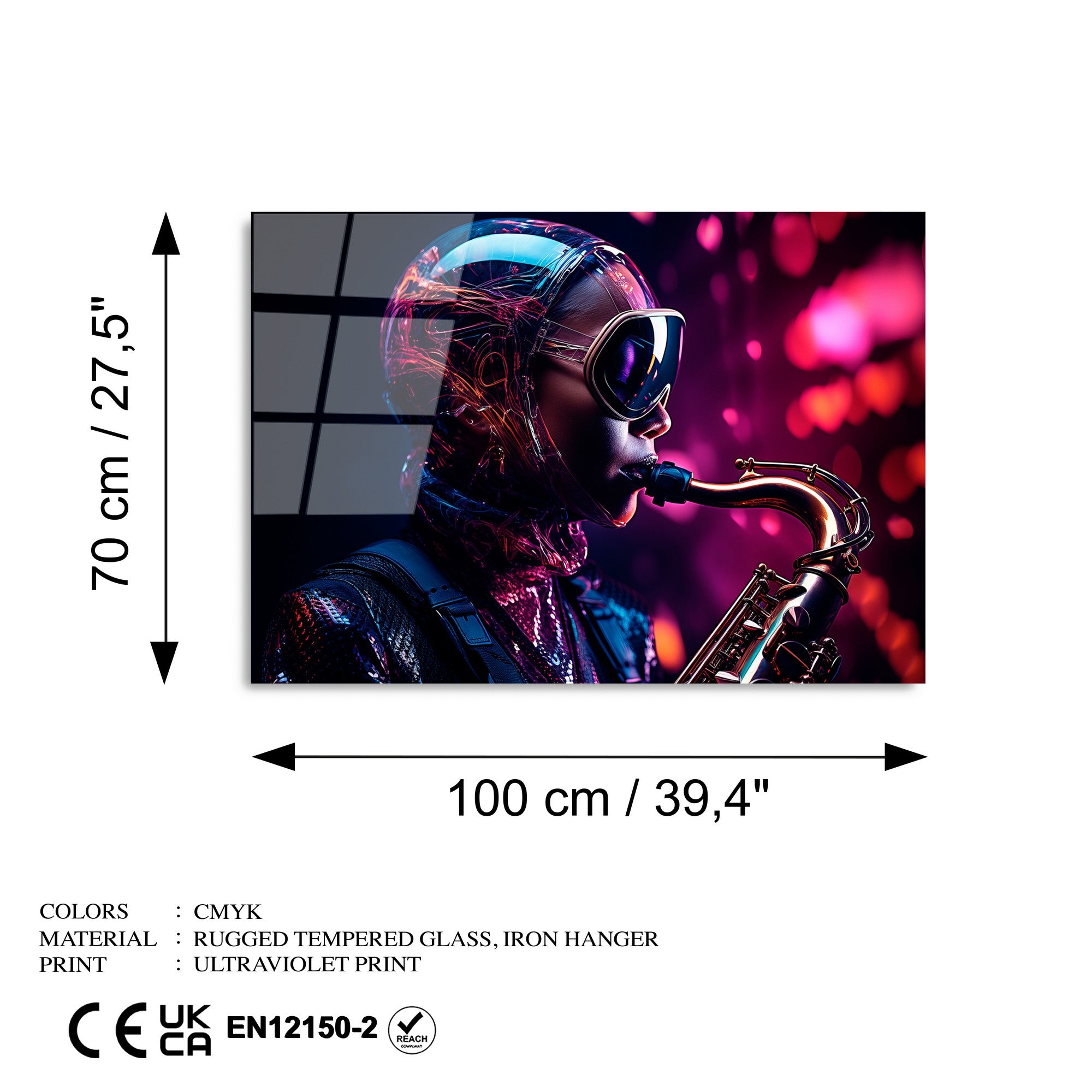 Quadro Decorativo em Vidro Temperado UV-1201, 70 x 100 cm, Multicolor, Vidro 100% Temperado 4 mm