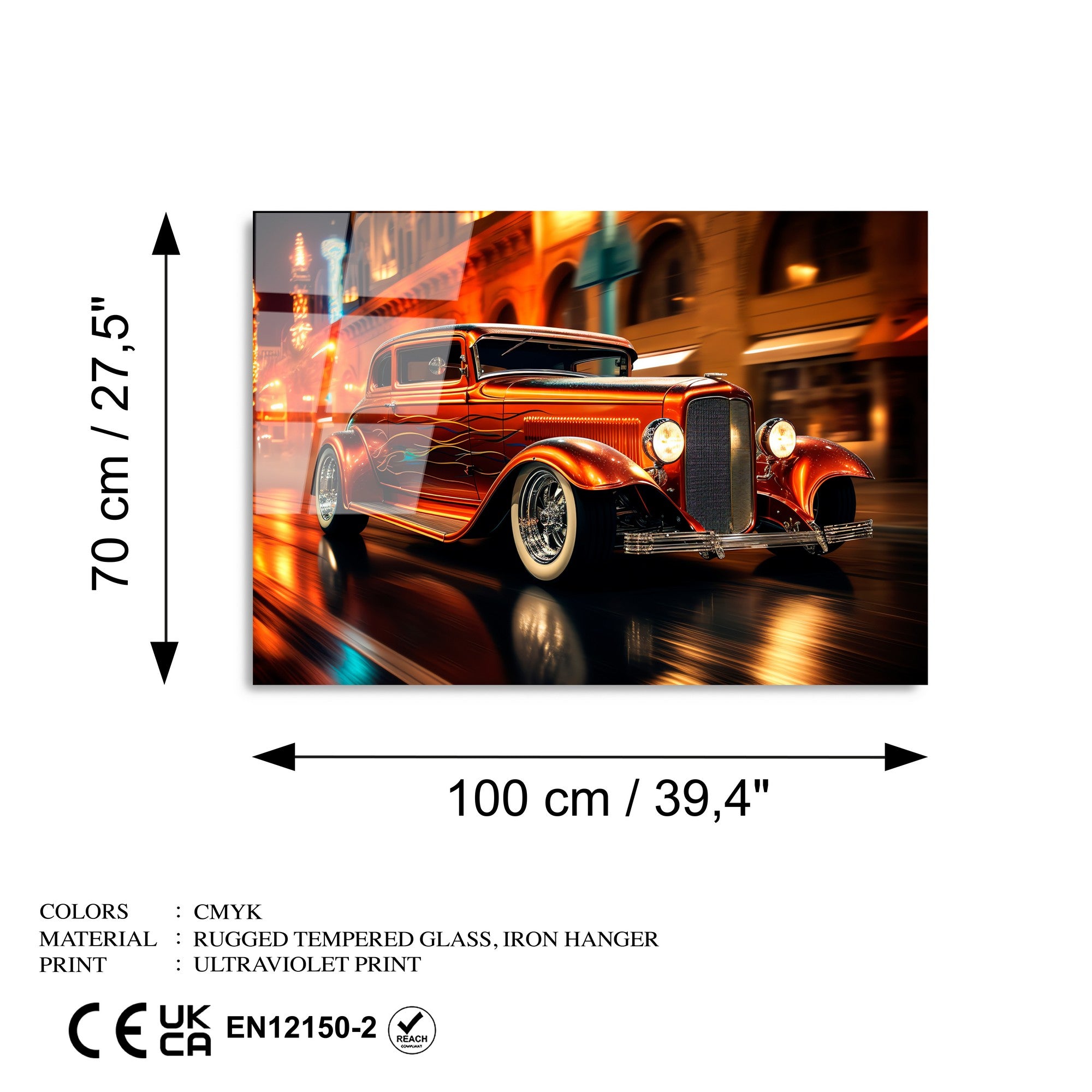 Quadro Decorativo em Vidro Temperado UV-1203, Multicolor, 70 x 100 cm, Vidro 4 mm