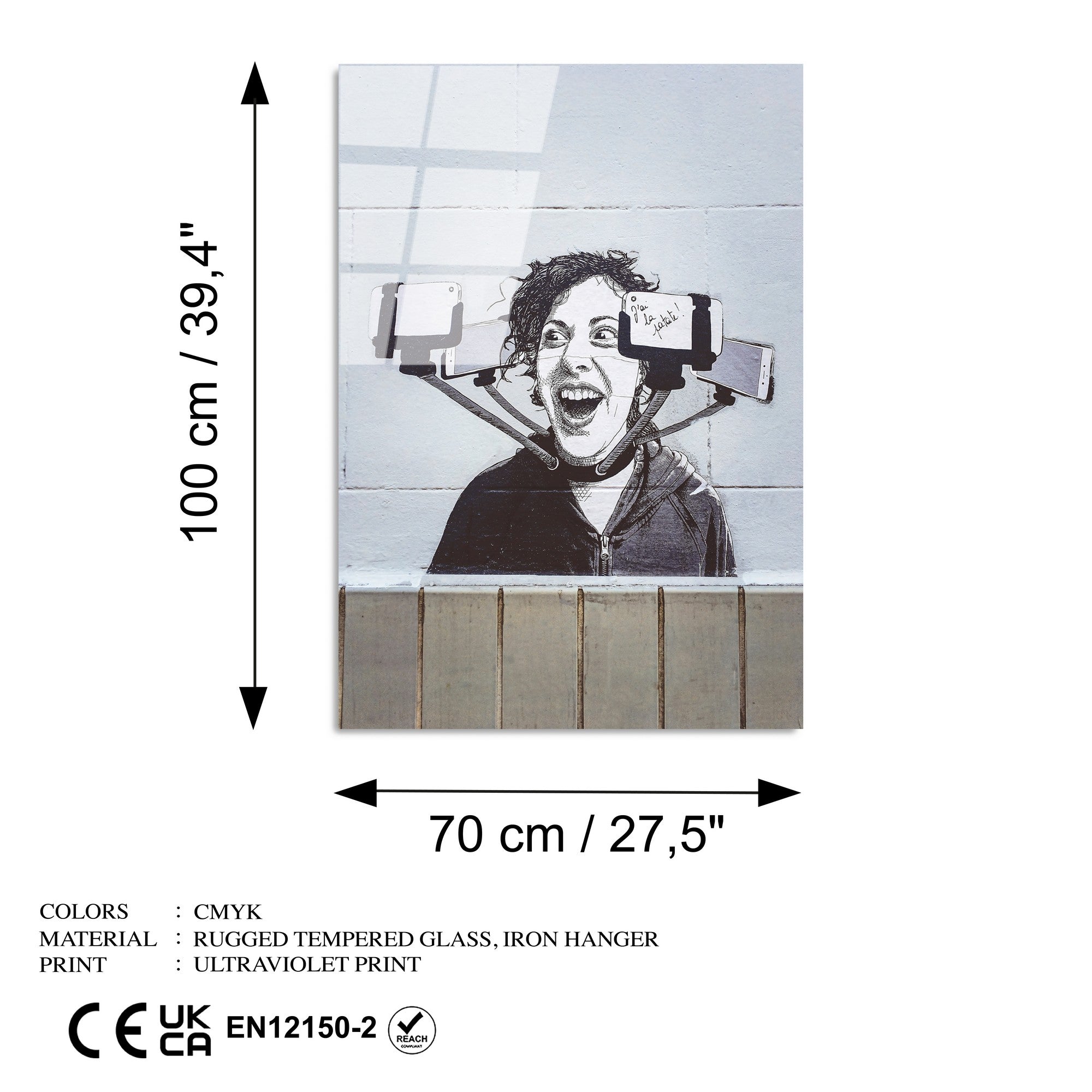 Quadro Decorativo UV-1209 em 100% Vidro Temperado (4 mm), Multicolor, 70 x 100 cm, 7,617 kg