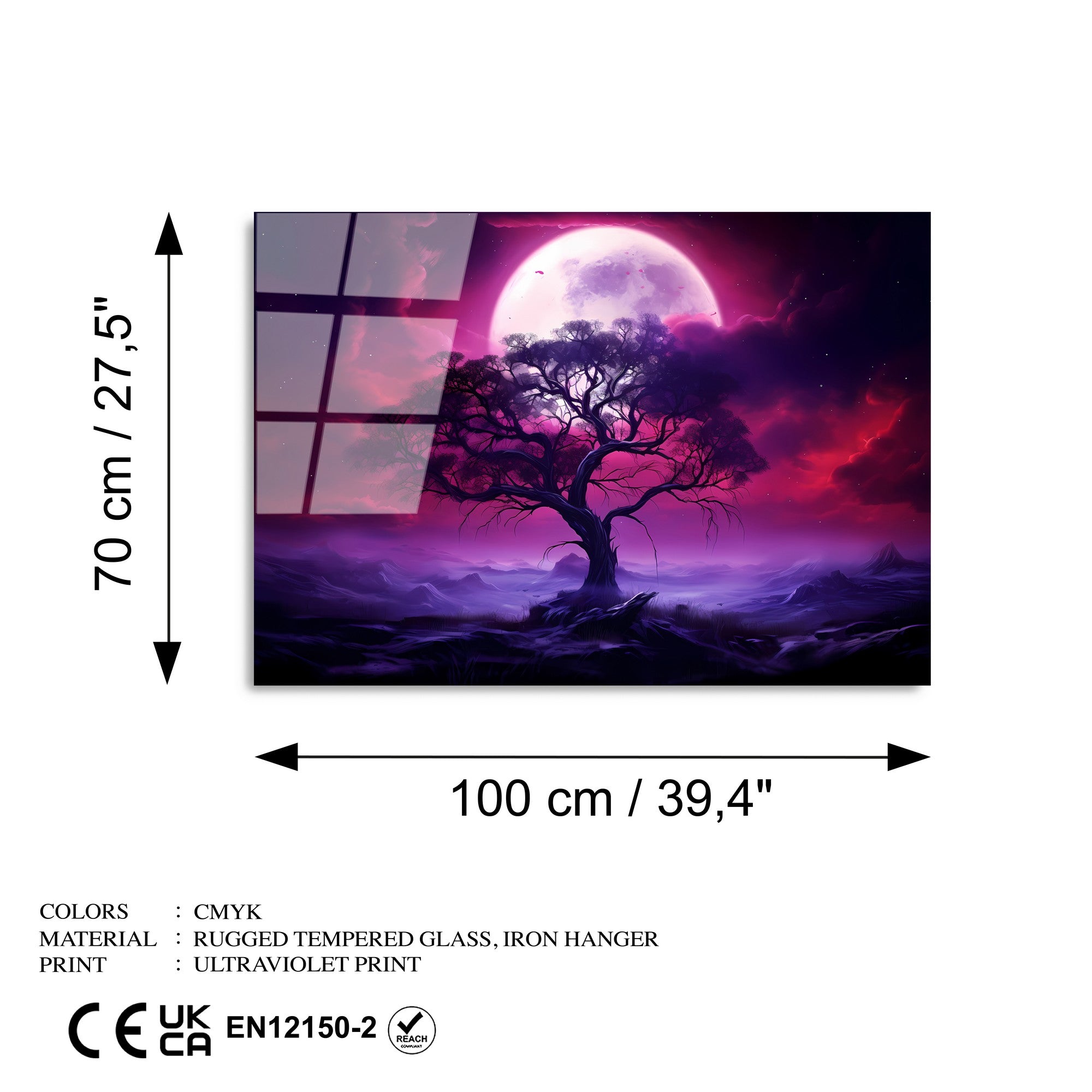 Quadro Decorativo em Vidro Temperado 4 mm (70 x 100 cm) Multicolor – UV-1216