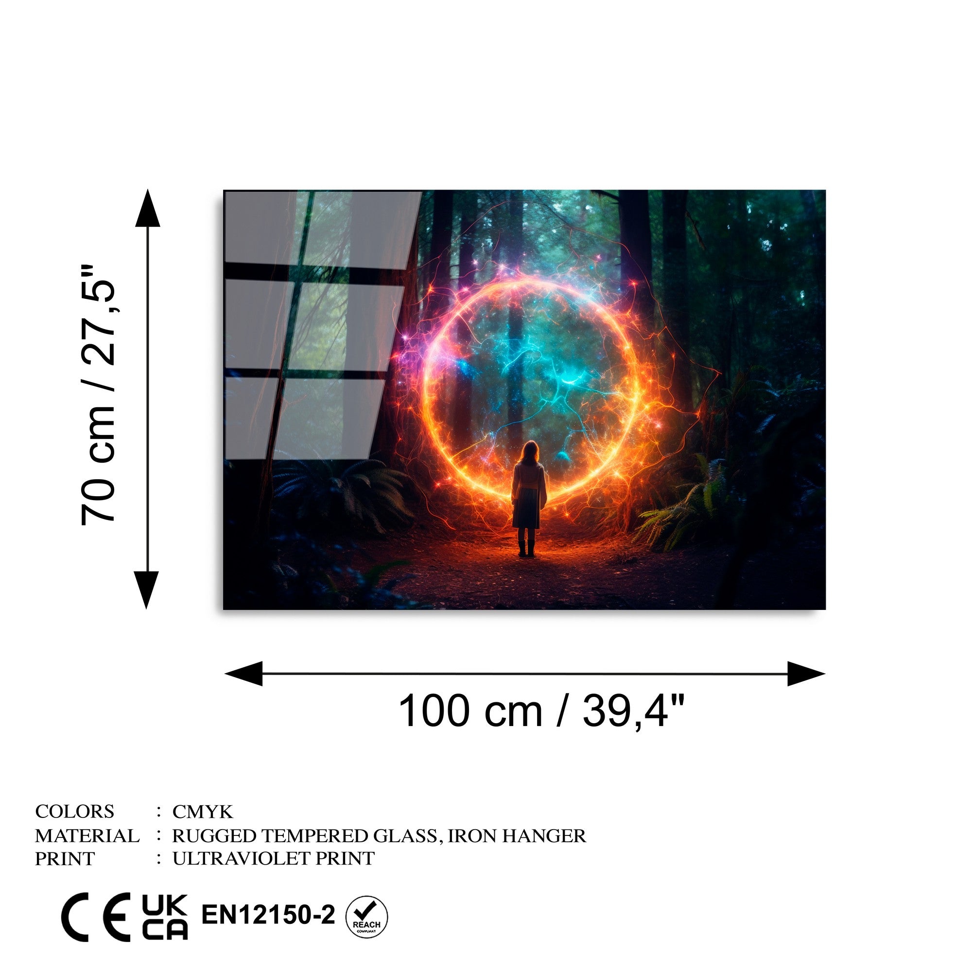 Quadro Decorativo em Vidro Temperado 100% UV-1217, 70 x 100 cm, Multicolor, 4 mm