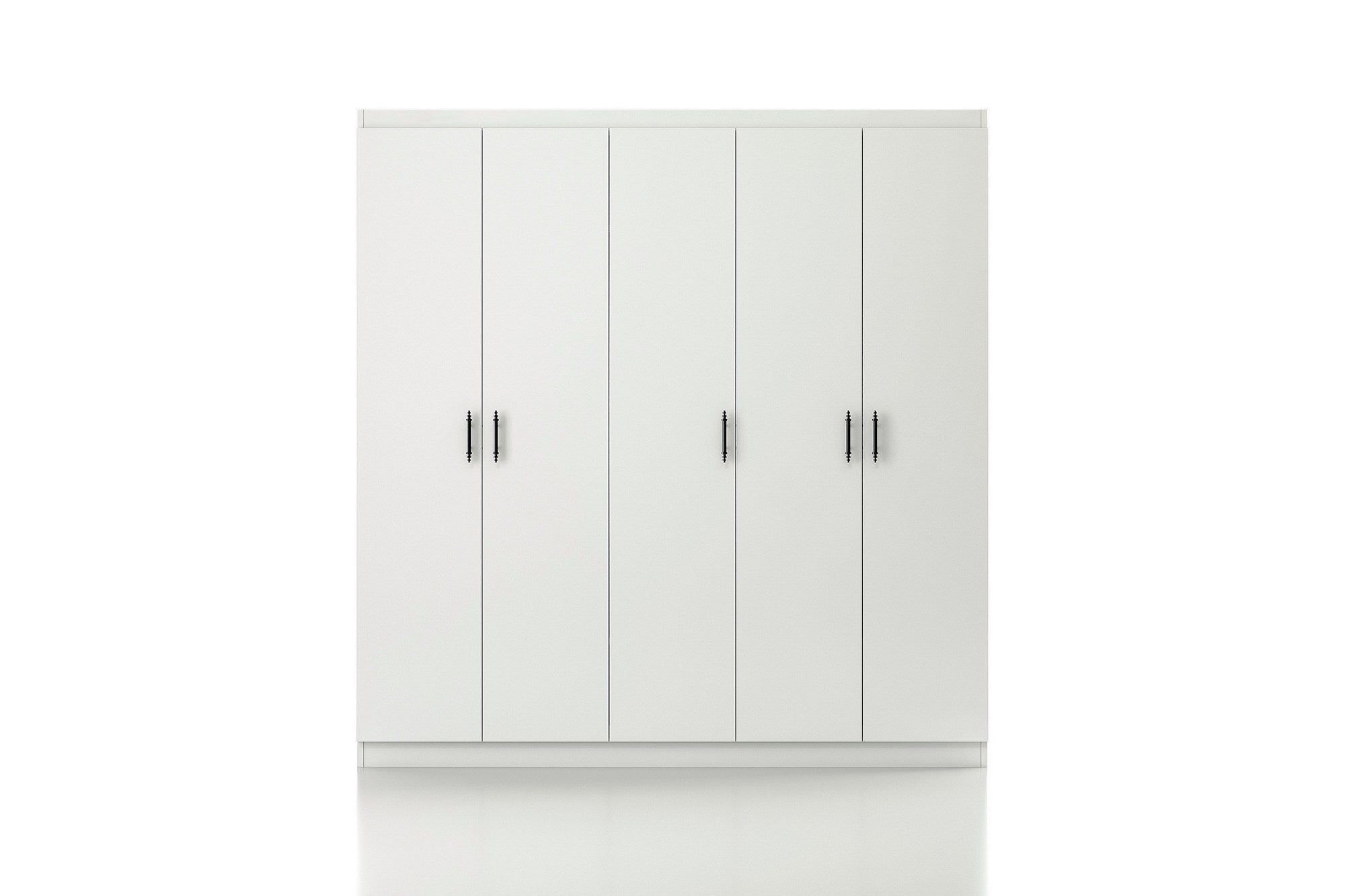 Conjunto de quarto elegante branco, 100% aglomerado revestido em melamina, inclui guarda-roupa, estrado, mesa de cabeceira e cômoda | Design moderno, durável e elegante