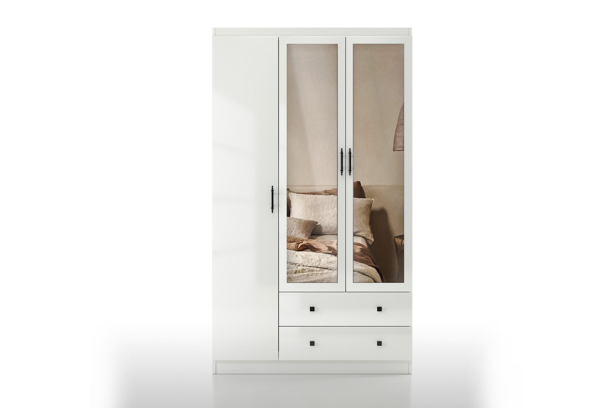 Guarda-roupa branco elegante, 105 x 210 x 50 cm | Painel de partículas 100% revestido em melamina, 18 mm de espessura | Perfeito para quartos modernos e soluções de armazenamento