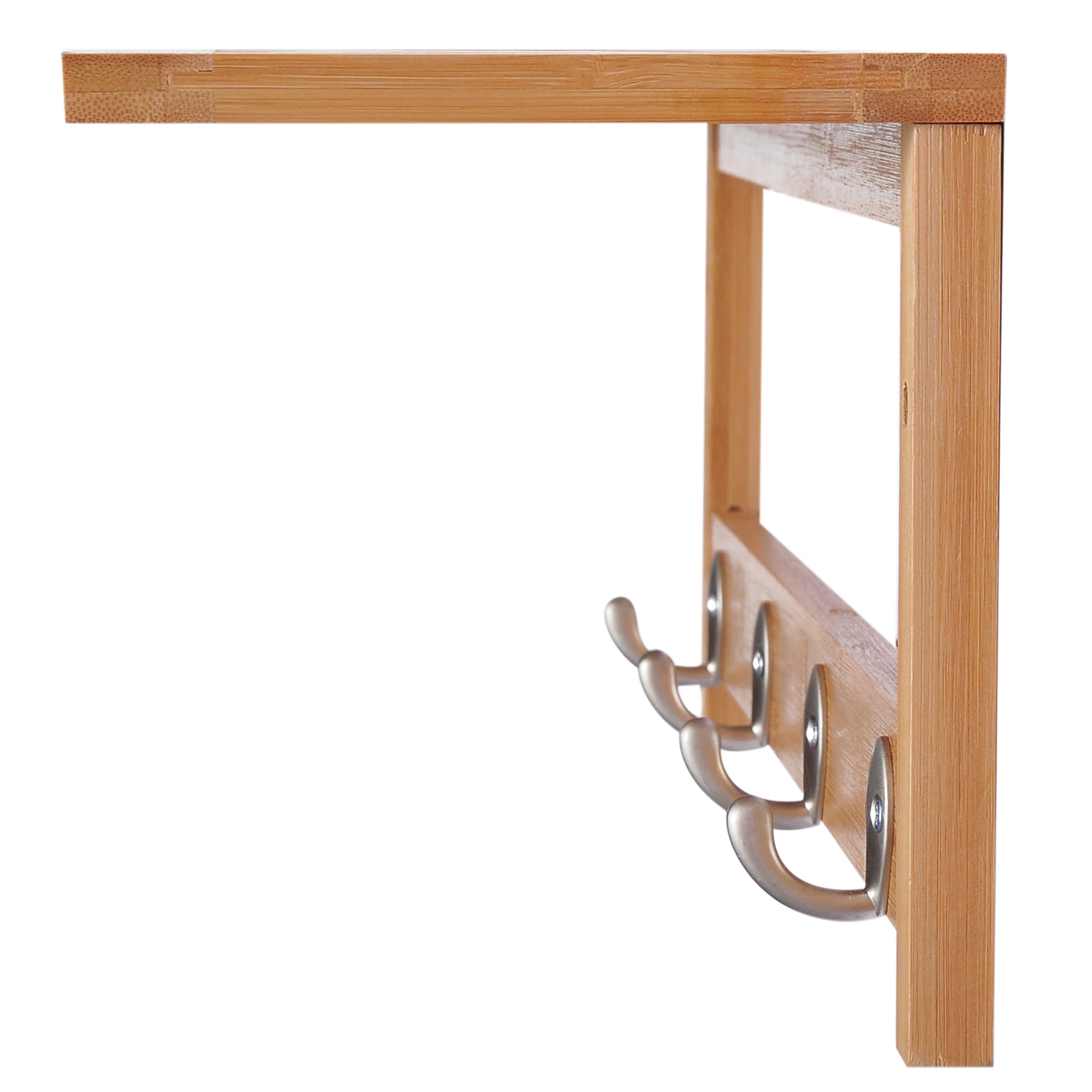 Cabide de Entrada de Bambu 50x17x20cm - Cor de Madeira Natural