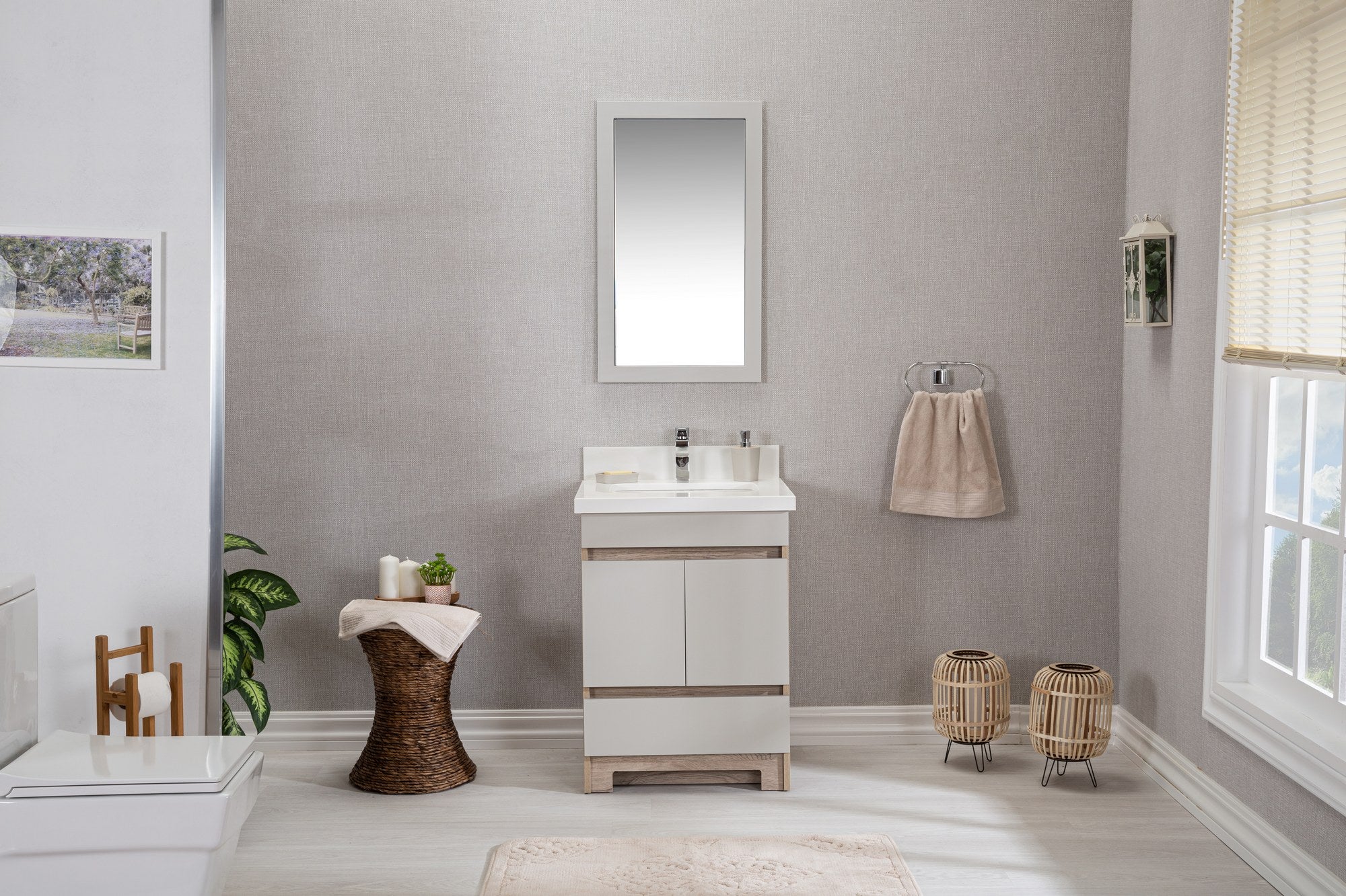 Conjunto de Móveis Casa Banho Echo 24 Oak - Set 2 Peças Premium