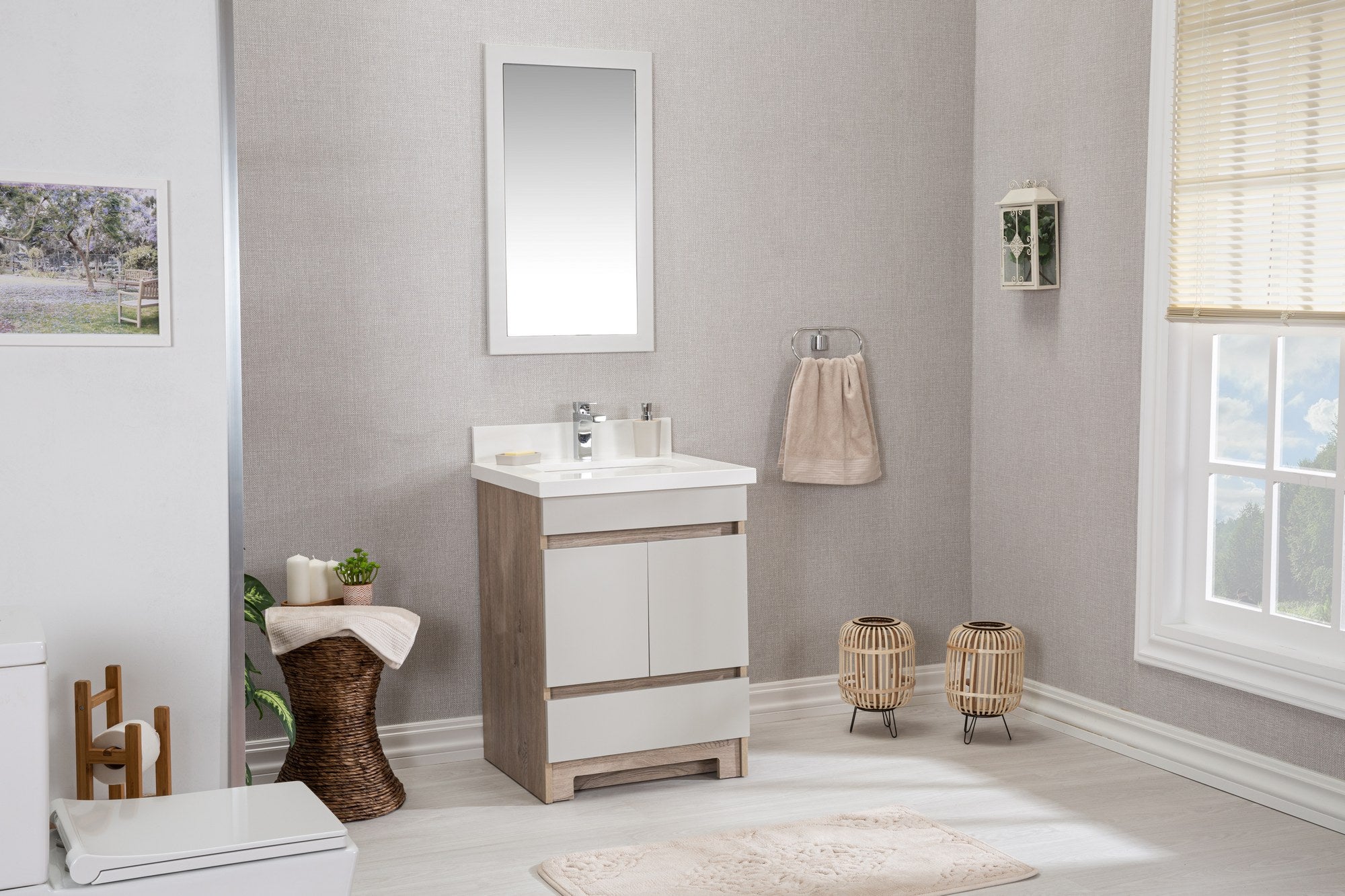 Conjunto de Móveis Casa Banho Echo 24 Oak - Set 2 Peças Premium