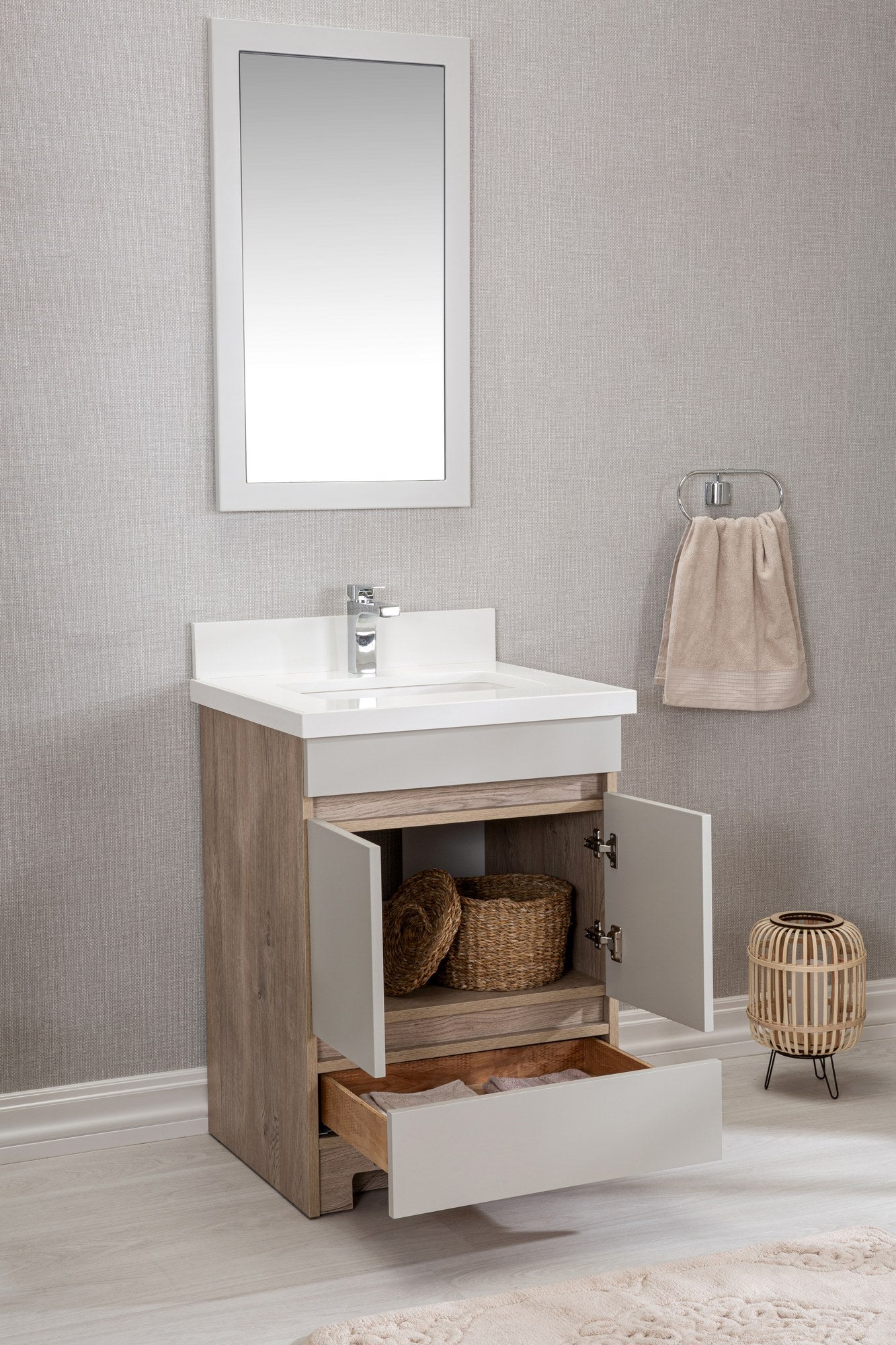 Conjunto de Móveis Casa Banho Echo 24 Oak - Set 2 Peças Premium