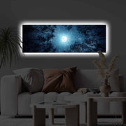 Pintura em tela decorativa com iluminação LED – 30 x 90 cm – moldura de madeira
