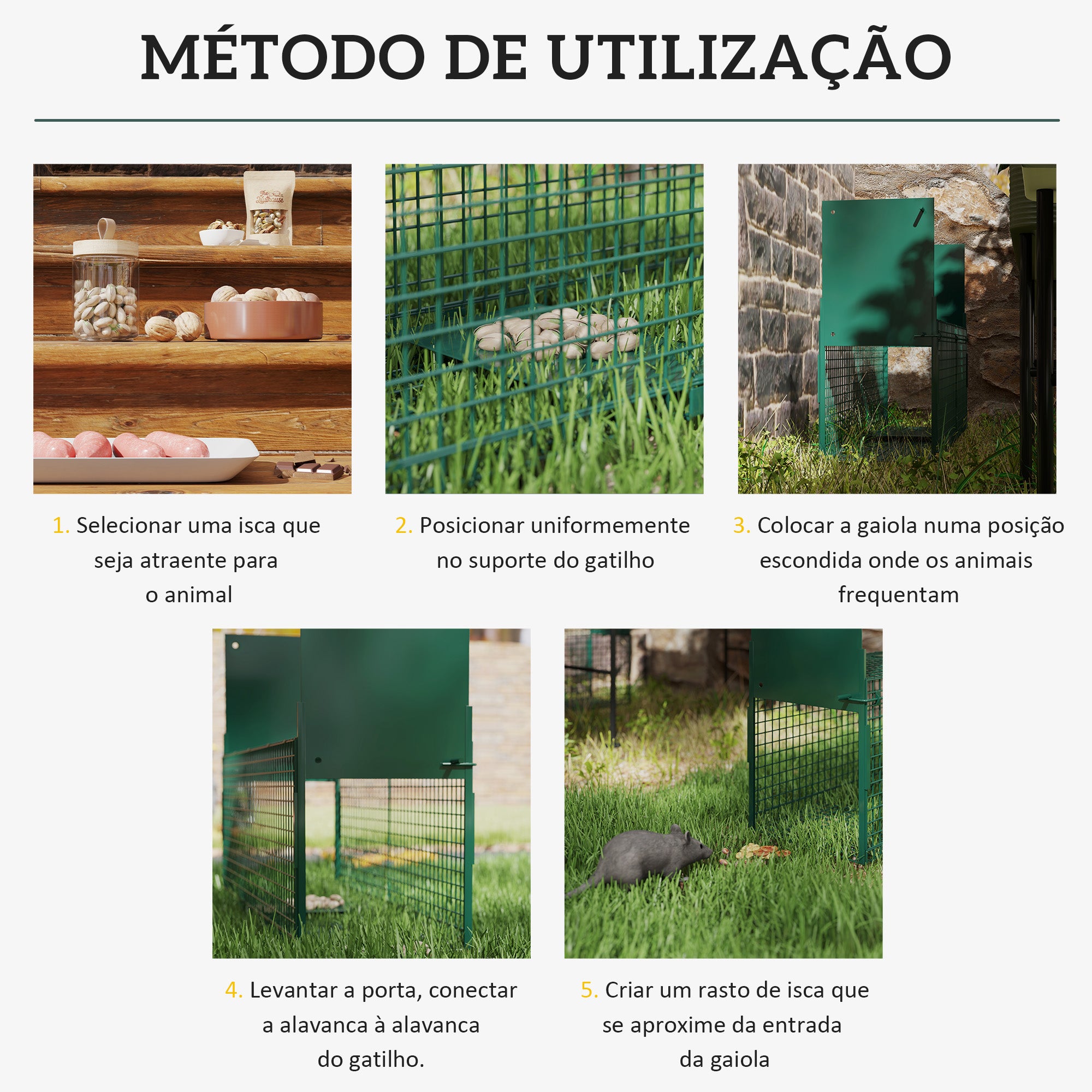 Armadilha para Captura de Animais Vivos 80x25x30cm - Verde Escuro