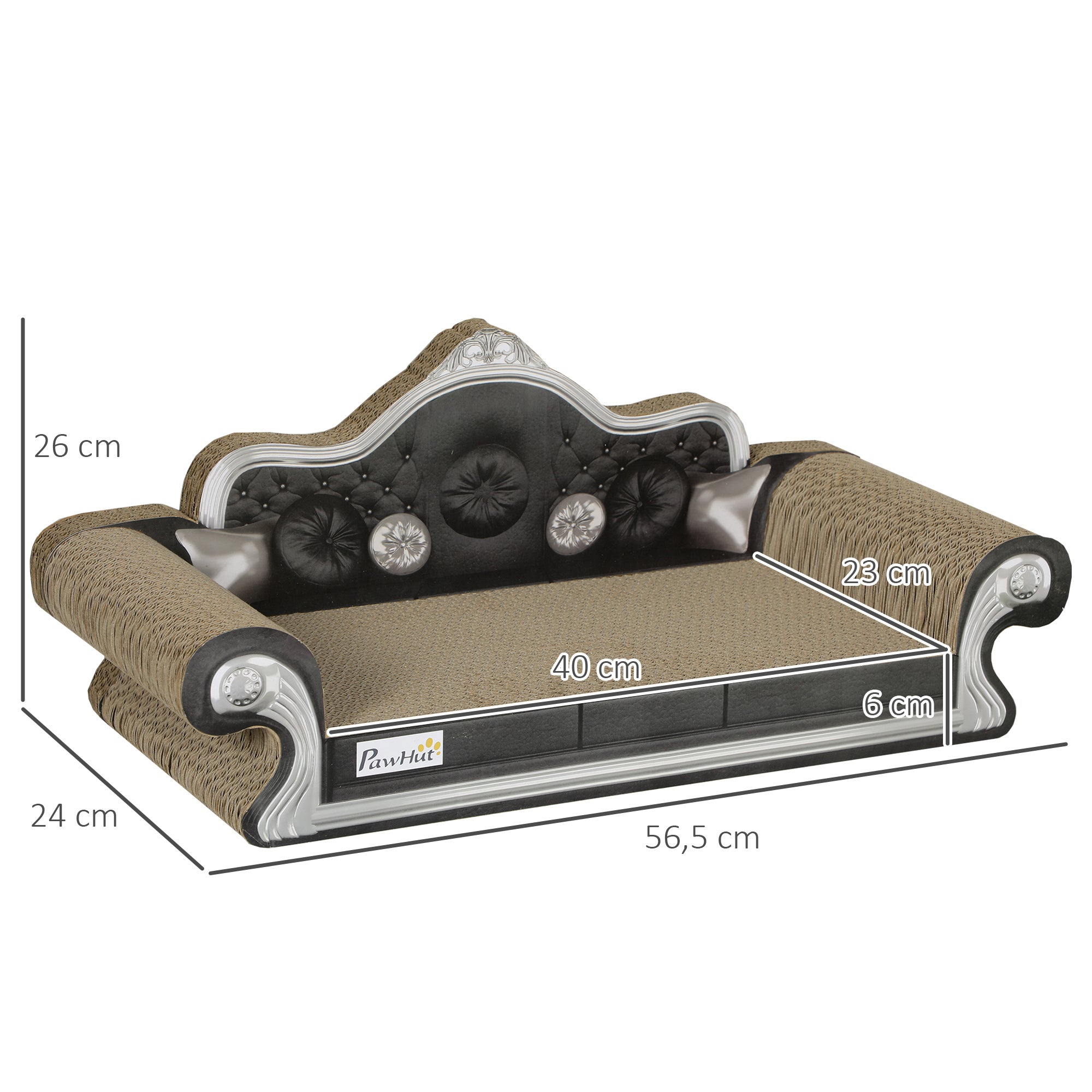 Sofá Arranhador para Gatos Marrom 56,5x24x26 cm com Erva Gateira