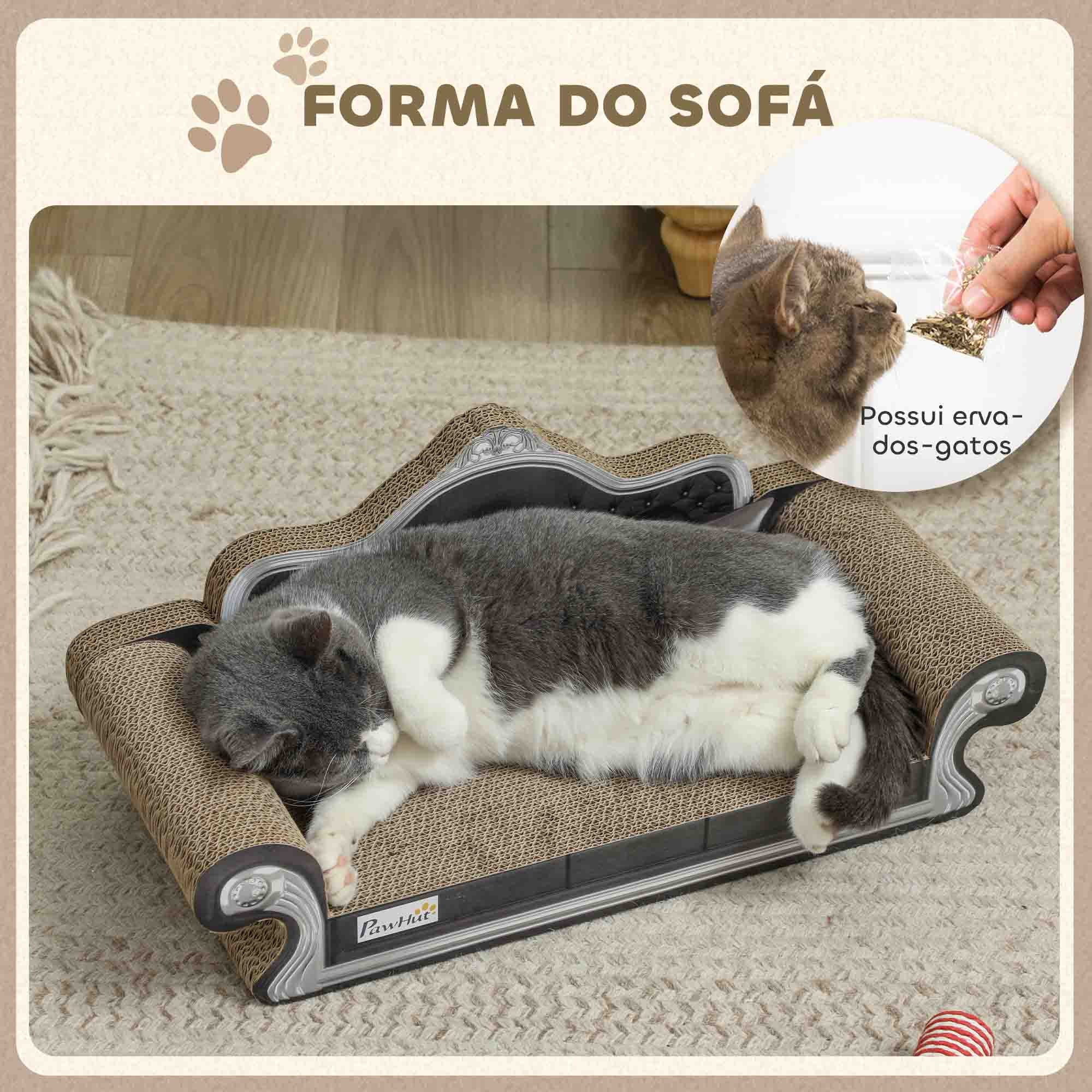 Sofá Arranhador para Gatos Marrom 56,5x24x26 cm com Erva Gateira