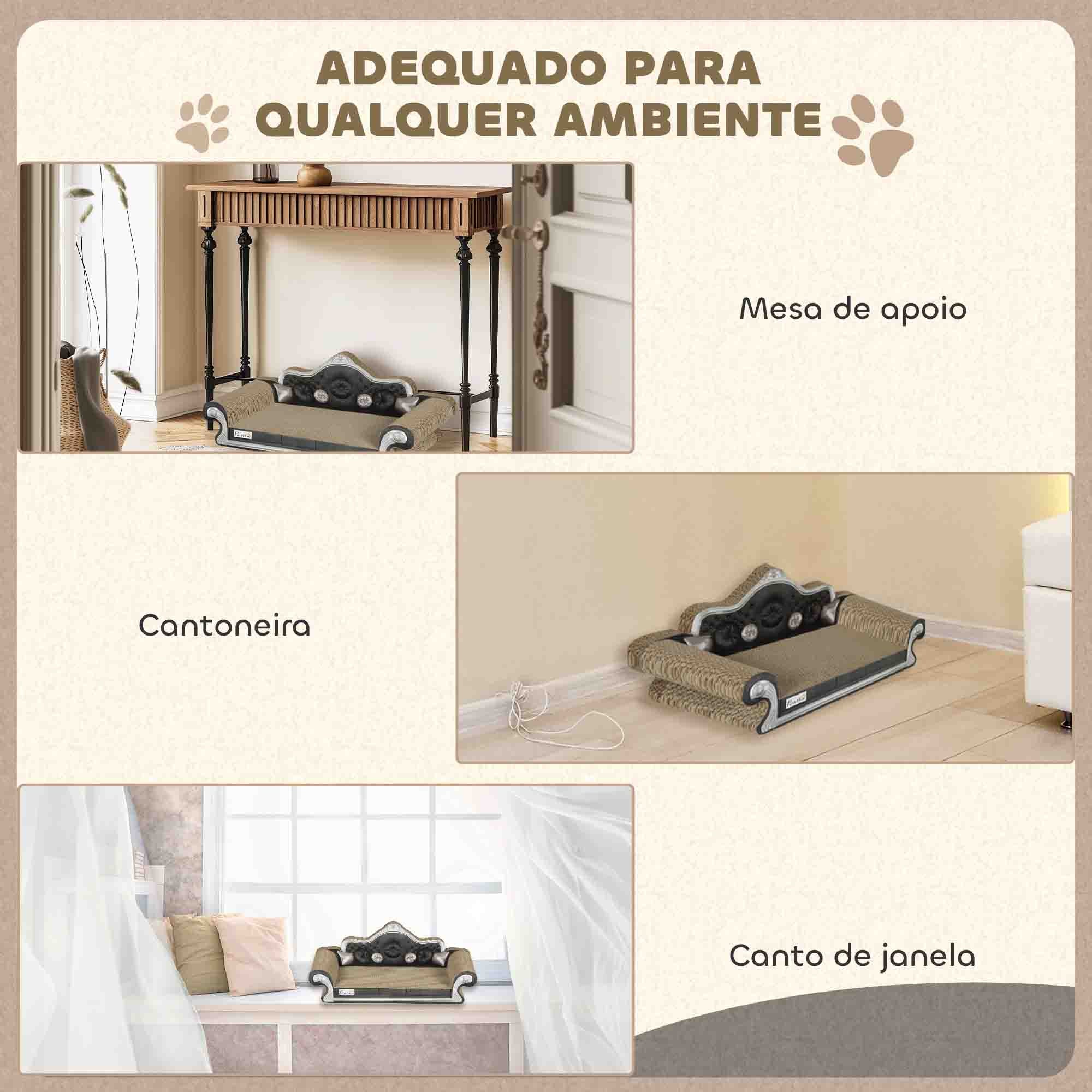Sofá Arranhador para Gatos Marrom 56,5x24x26 cm com Erva Gateira
