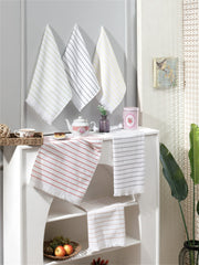 Conjunto de toalhas de cozinha – 50 x 70 cm – Branco, Preto, Verde, Amarelo, Vermelho – Algodão