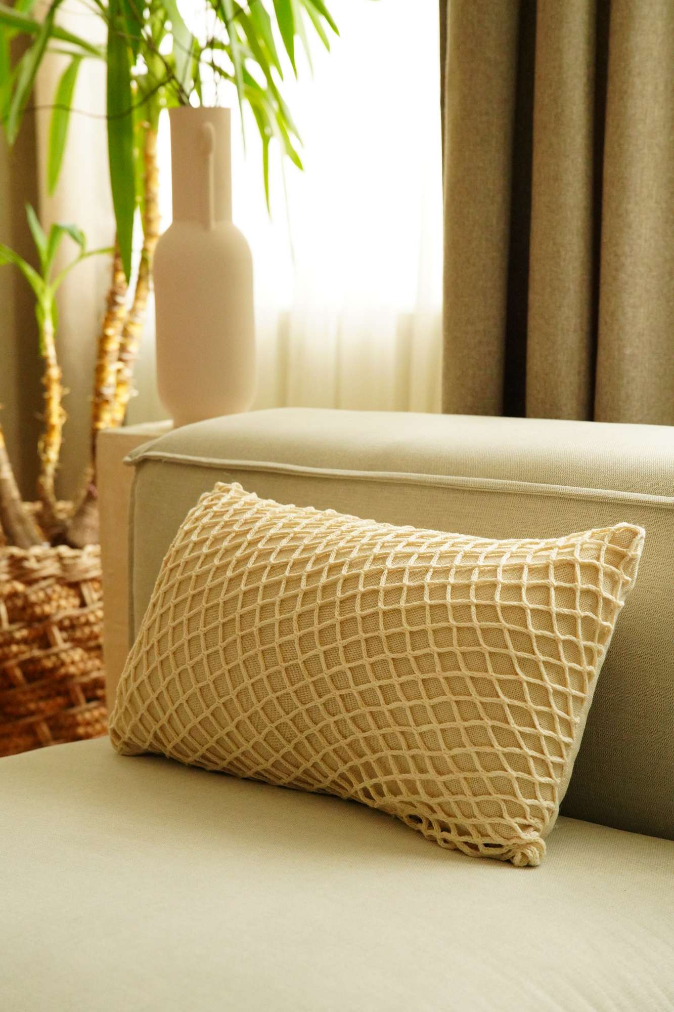 Capa de Almofada – 30 x 50 cm – Bege – Algodão